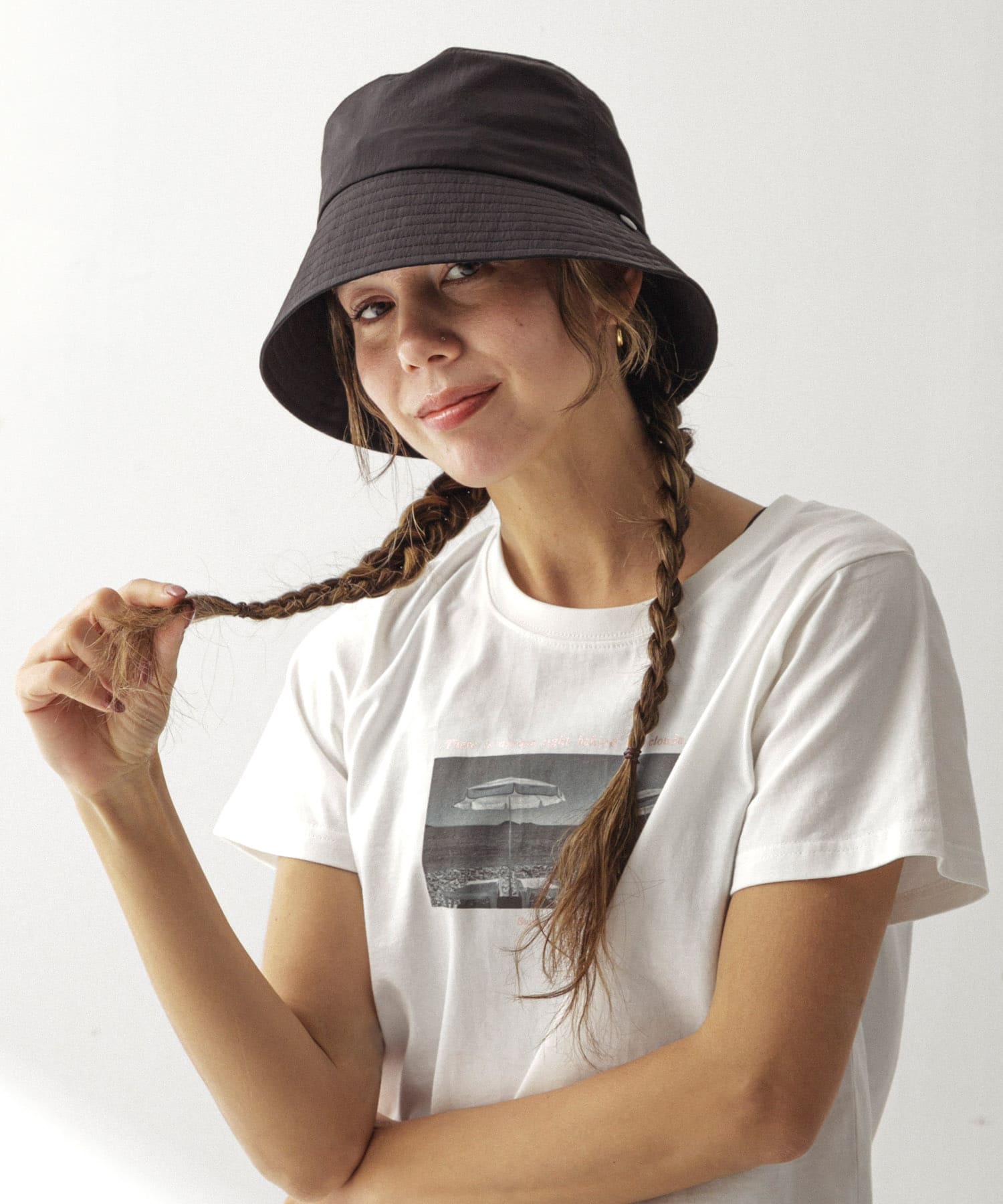 サンシェード付2WAYハット ブラック one