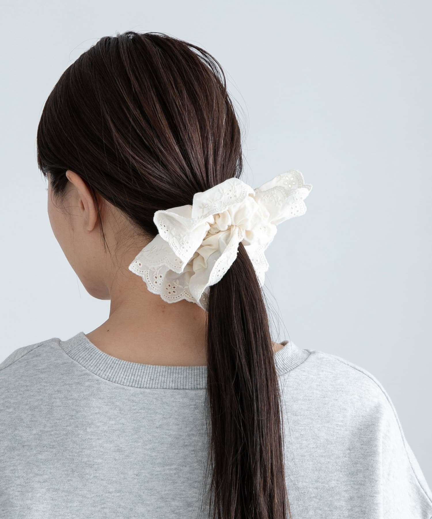 コットンレースシュシュ ホワイト one