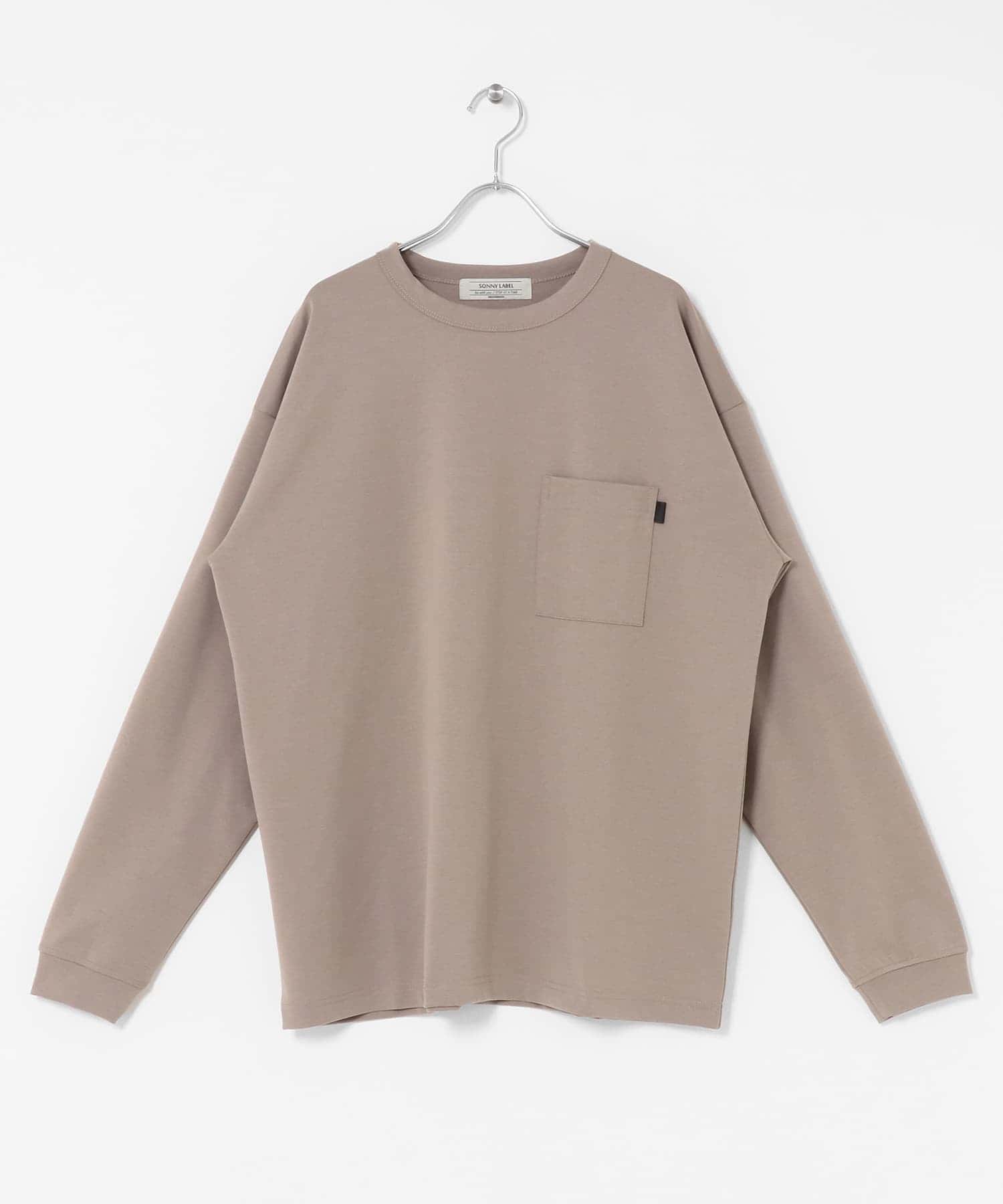 ポンチポケット付ロングスリーブTシャツ グレージュ M