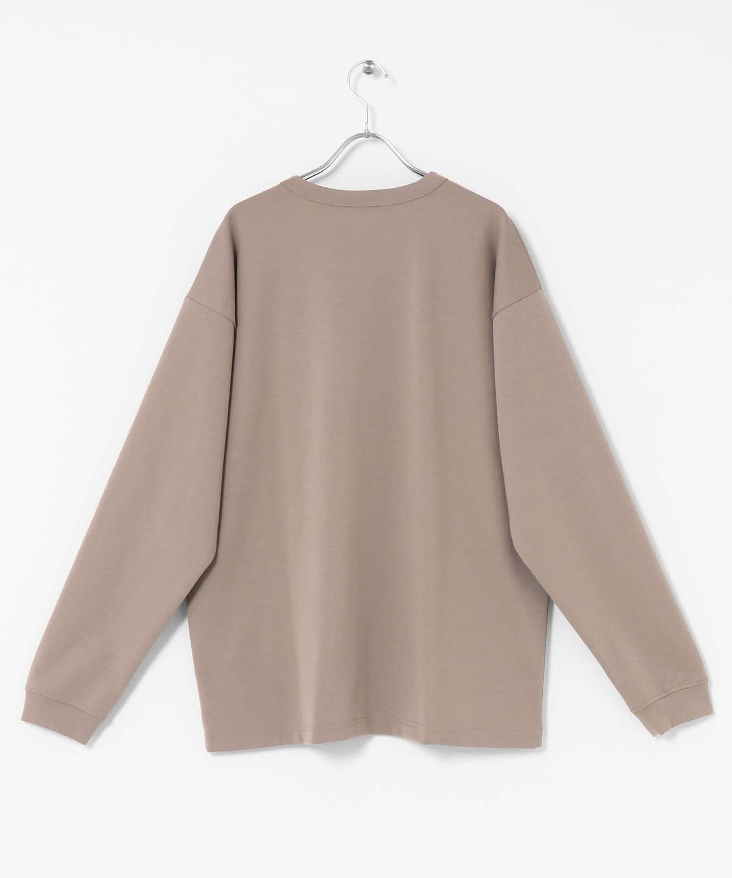 ポンチポケット付ロングスリーブTシャツ グレージュ M