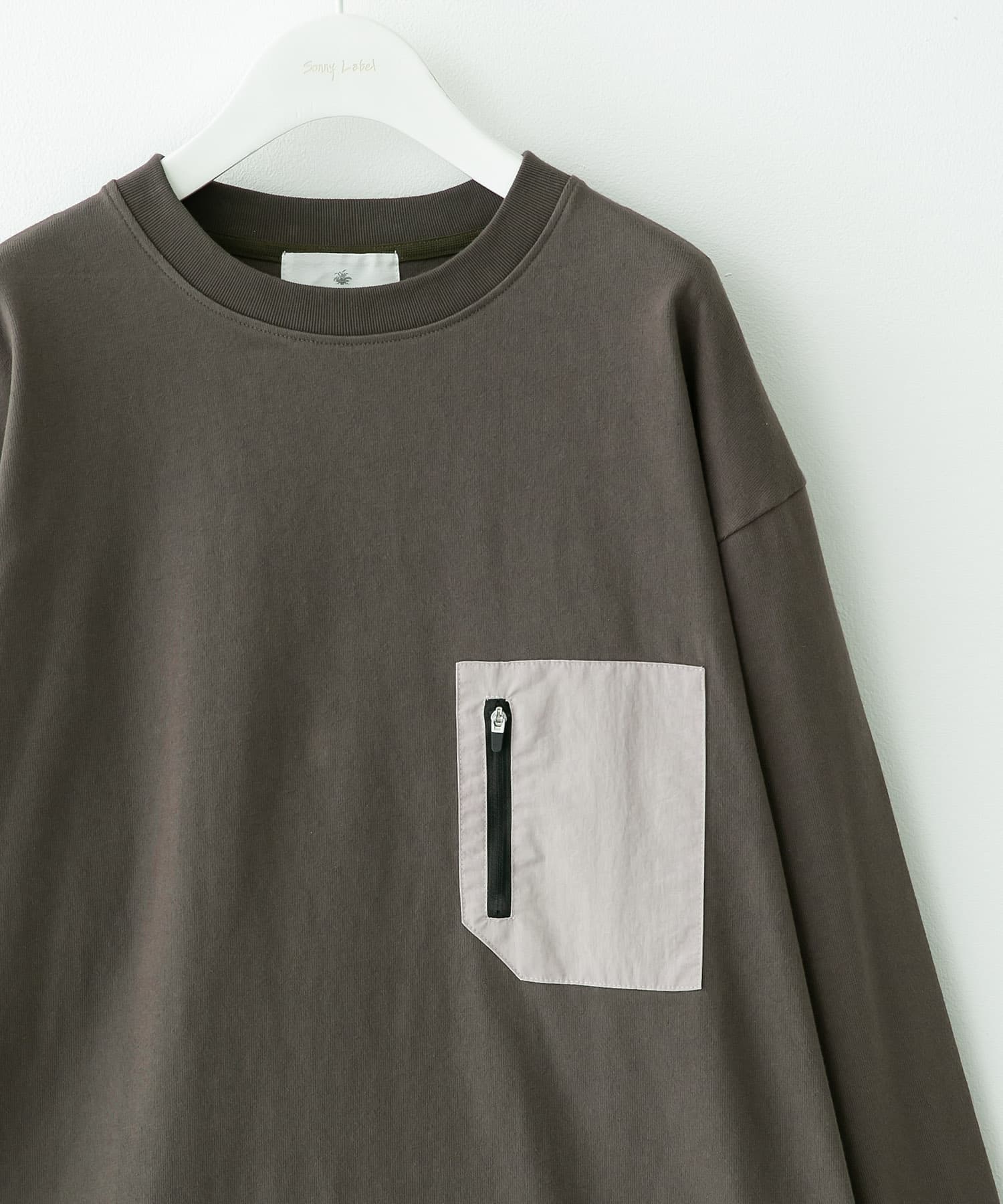ヘビーウェイトナイロン布帛ポケットロングスリーブTシャツ