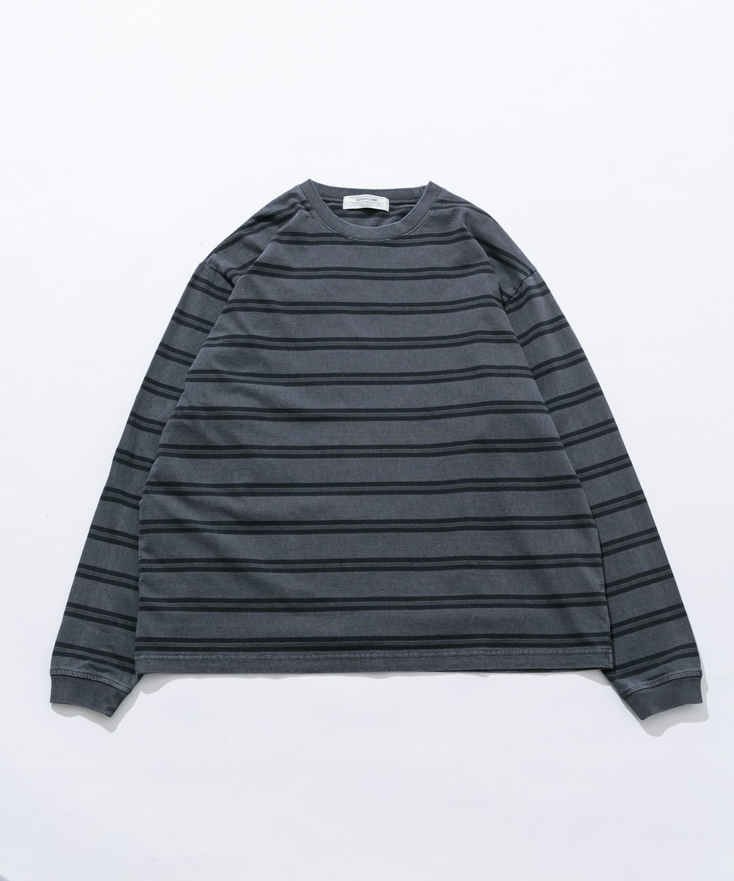 ピグメントボーダーロングスリーブTシャツ ブラック M