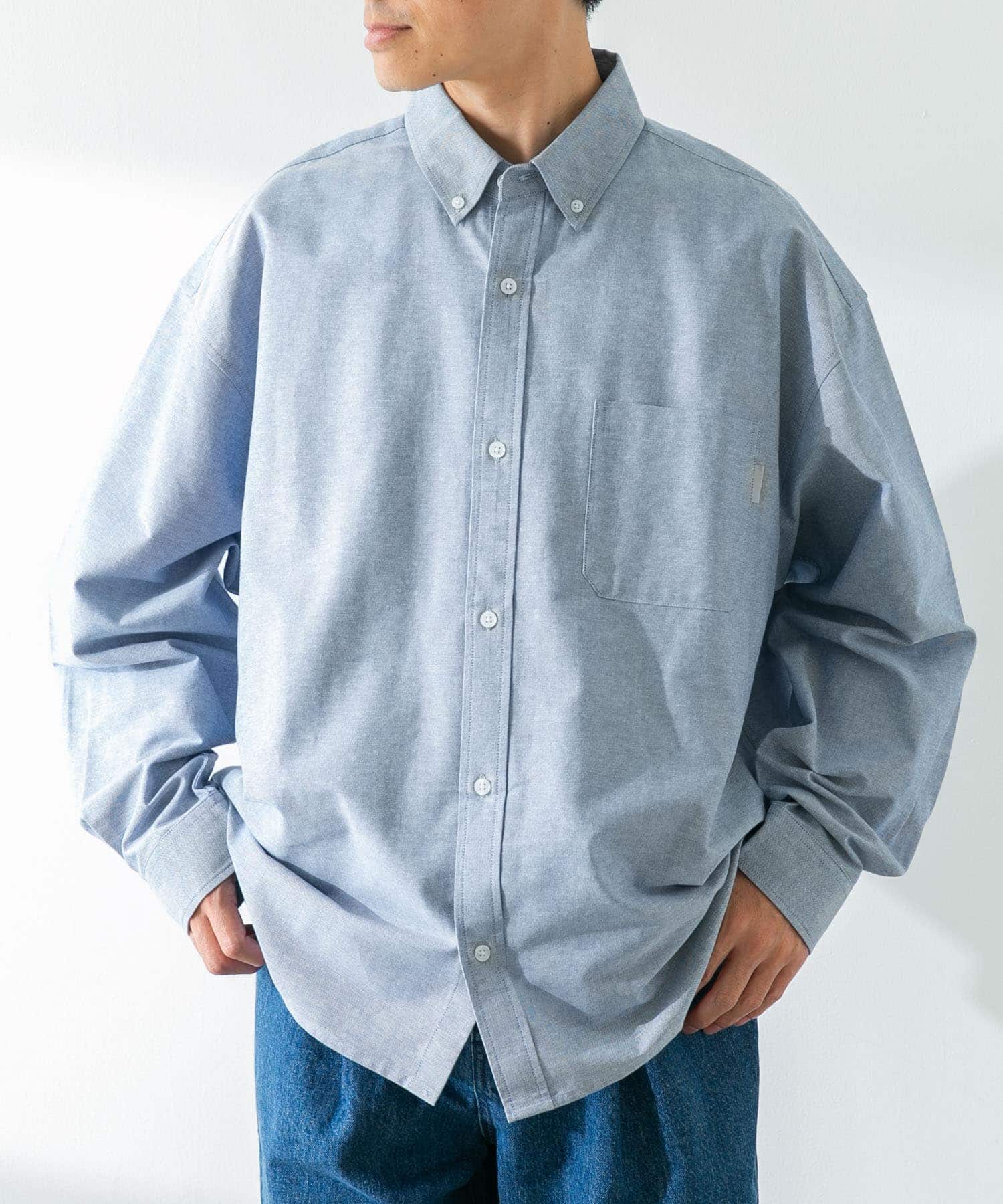 抗菌オックスボタンダウンオーバーシャツ サックス L