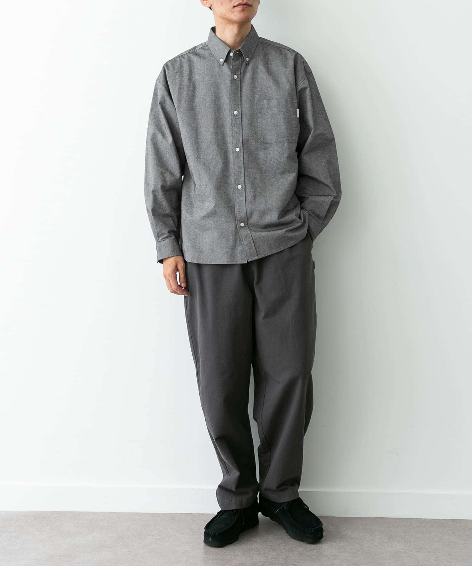 抗菌オックスボタンダウンオーバーシャツ グレー L