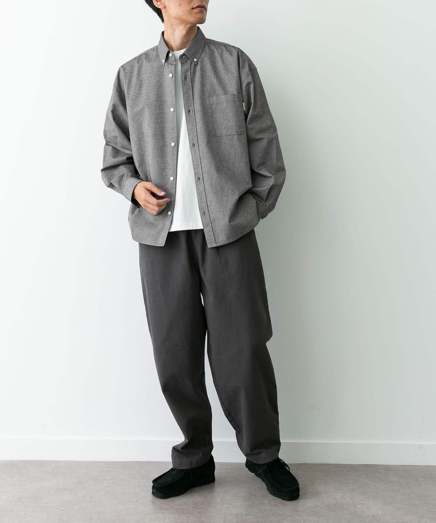 抗菌オックスボタンダウンオーバーシャツ グレー L