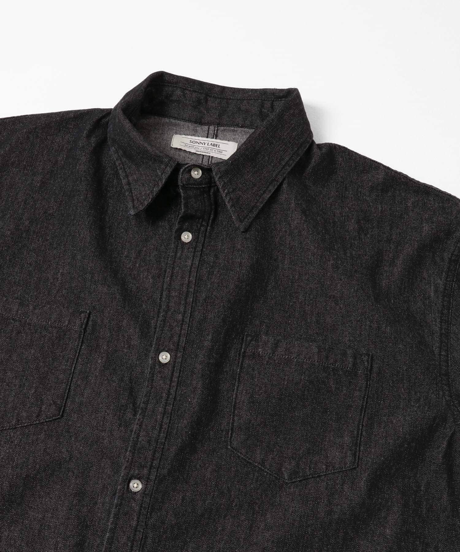 リラックスフィットデニムシャツ ブラック M