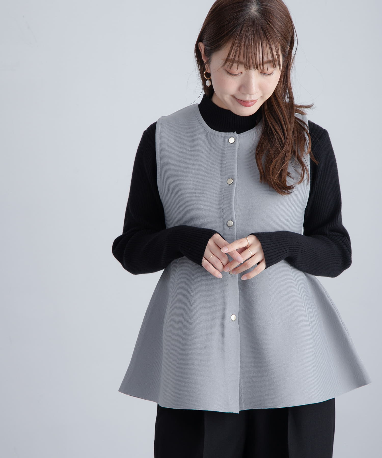 『WEB限定』2WAYペプラムニットベスト