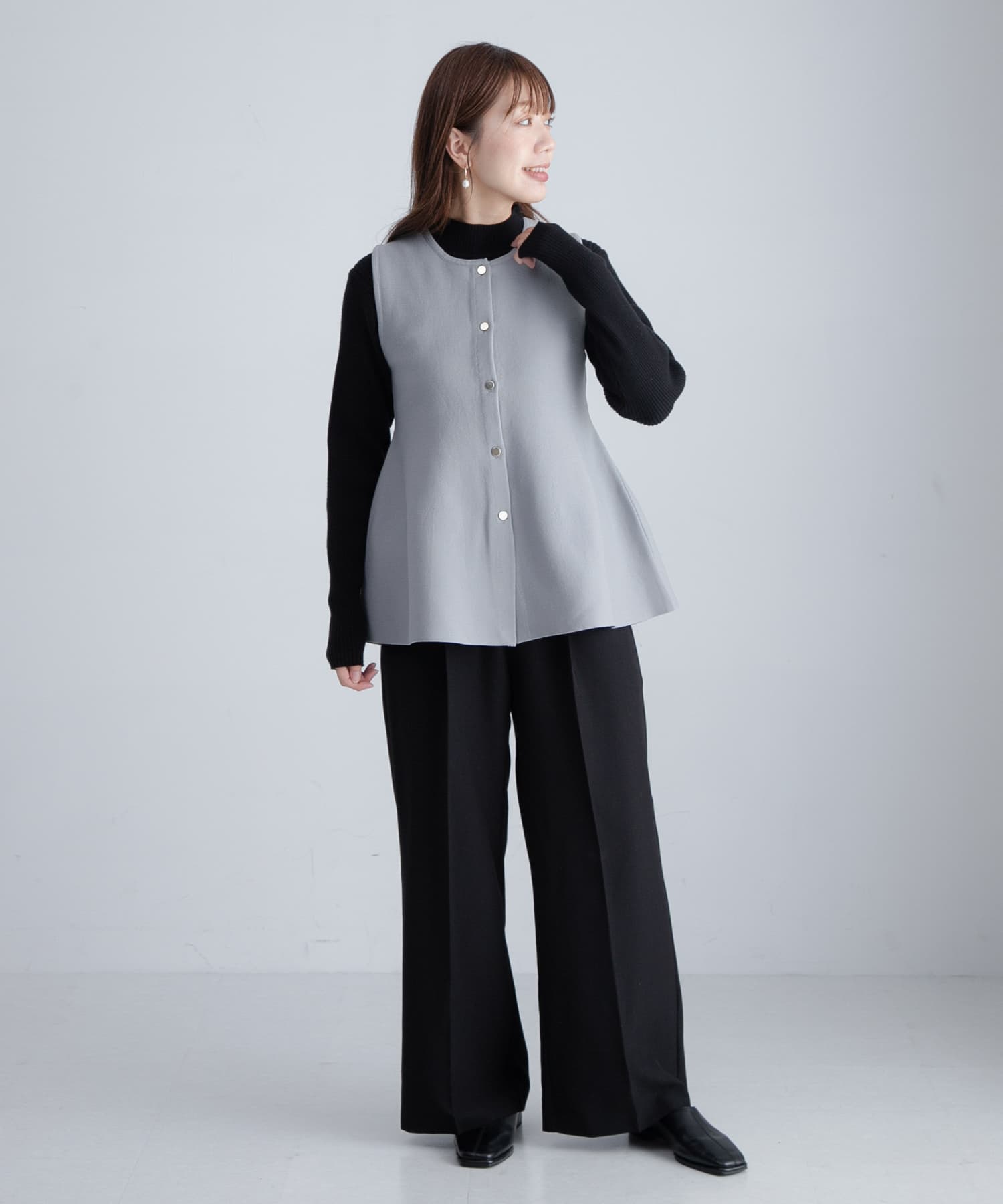 WEB限定』2WAYペプラムニットベスト(FREE ベージュ): トップス