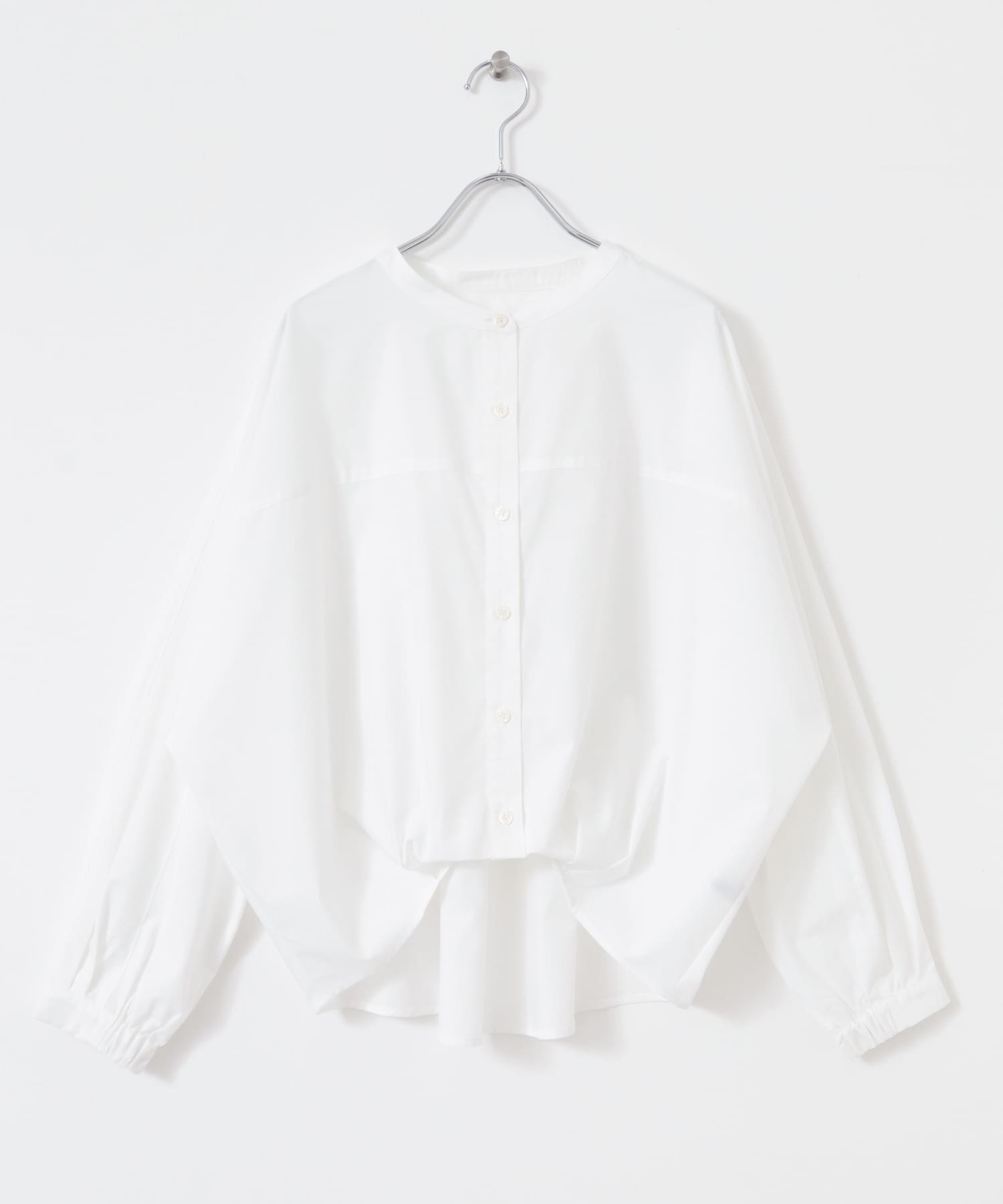 『WEB限定』フロントタックバンドカラーシャツ WHITE FREE