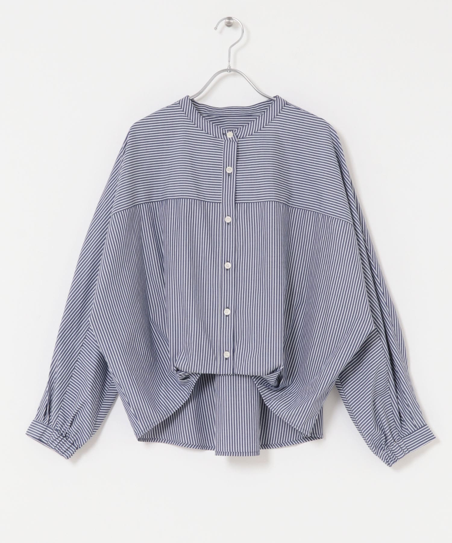 『WEB限定』フロントタックバンドカラーシャツ D.BLU×OFF FREE
