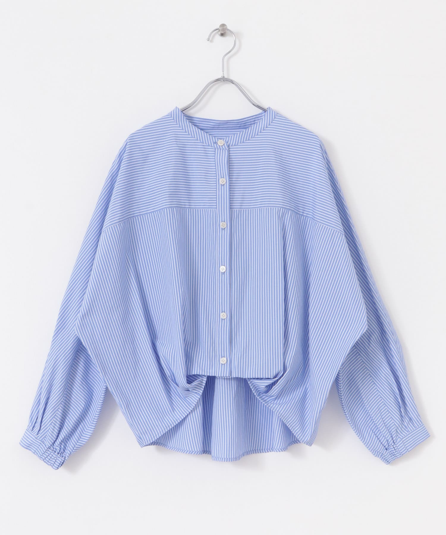 『WEB限定』フロントタックバンドカラーシャツ BLU×OFF FREE