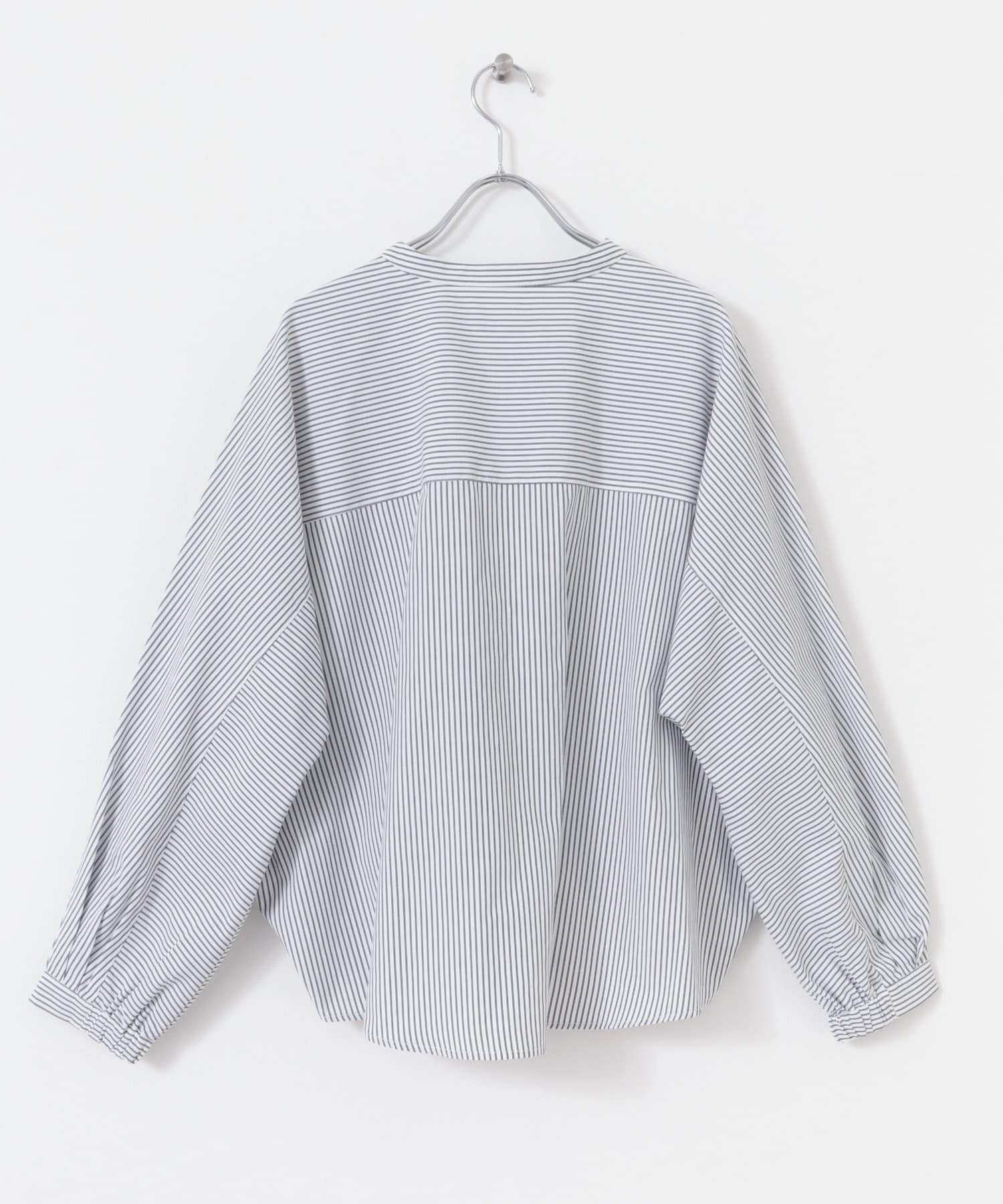 『WEB限定』フロントタックバンドカラーシャツ WHT×BLK FREE