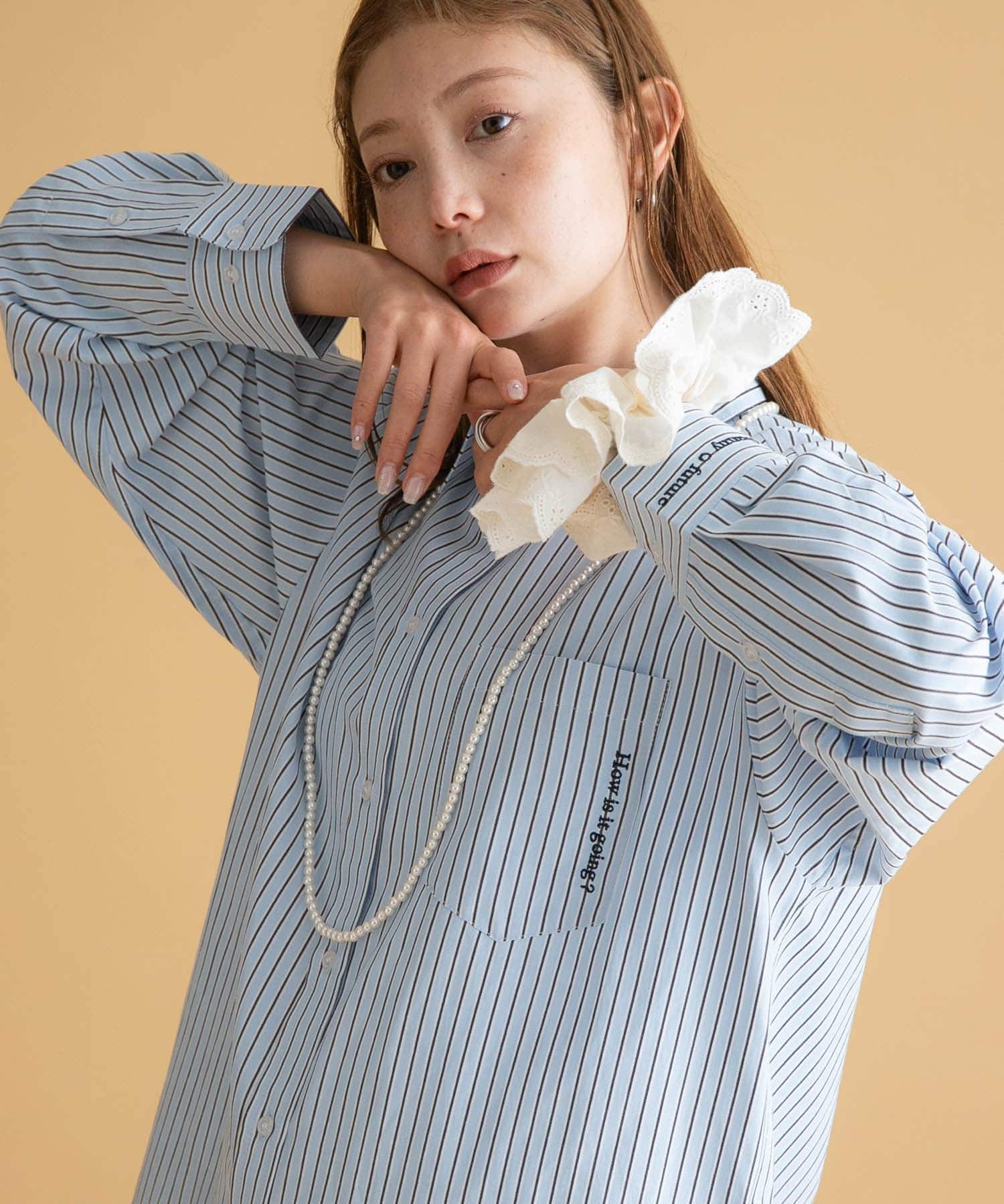 エンブロイダリーストライプアソートシャツ