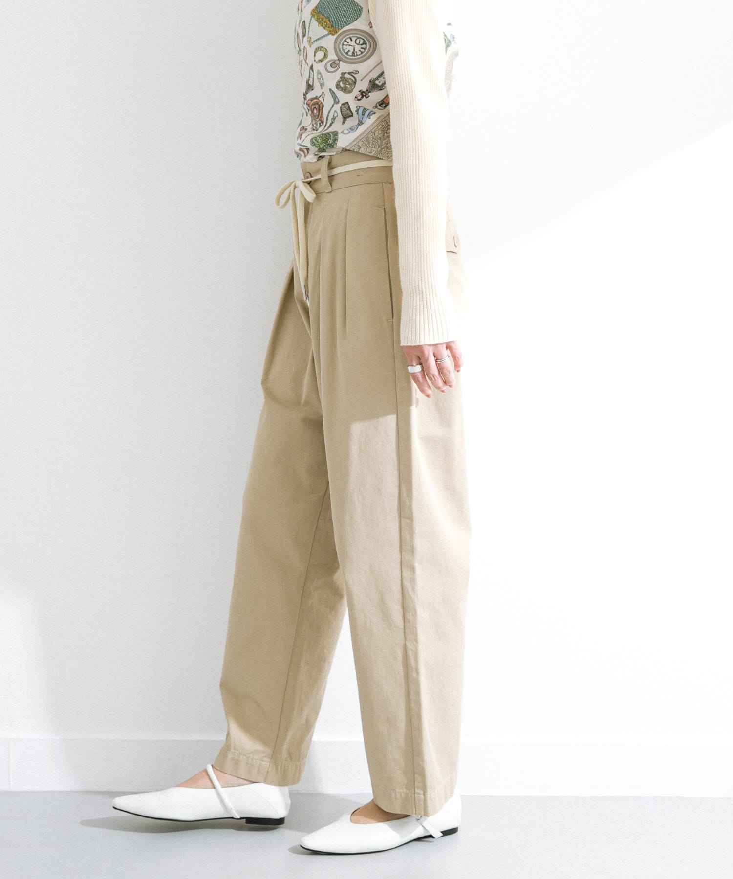 3/2WORKS ツータックチノパンツ BEIGE L