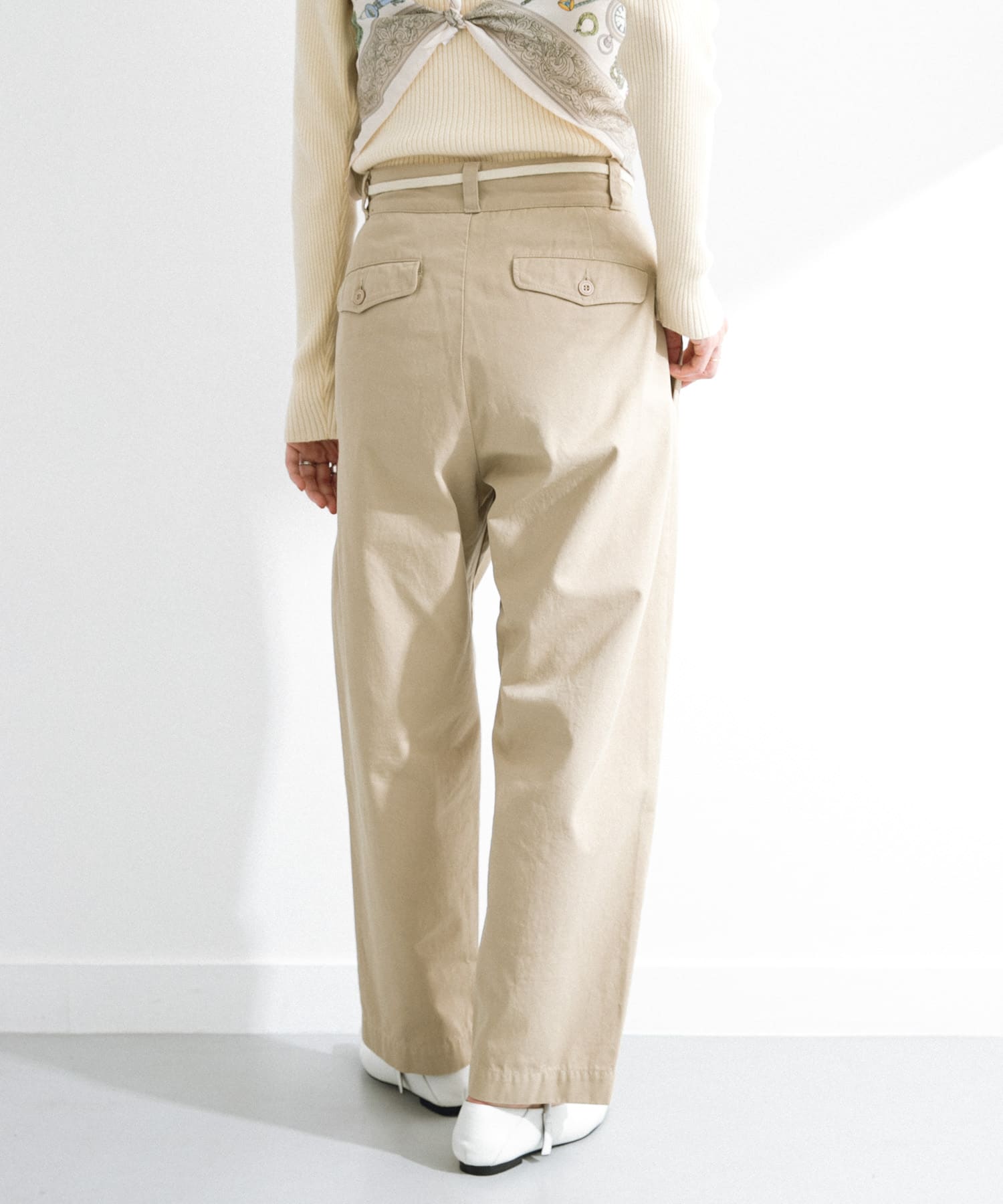 3/2WORKS ツータックチノパンツ BEIGE L