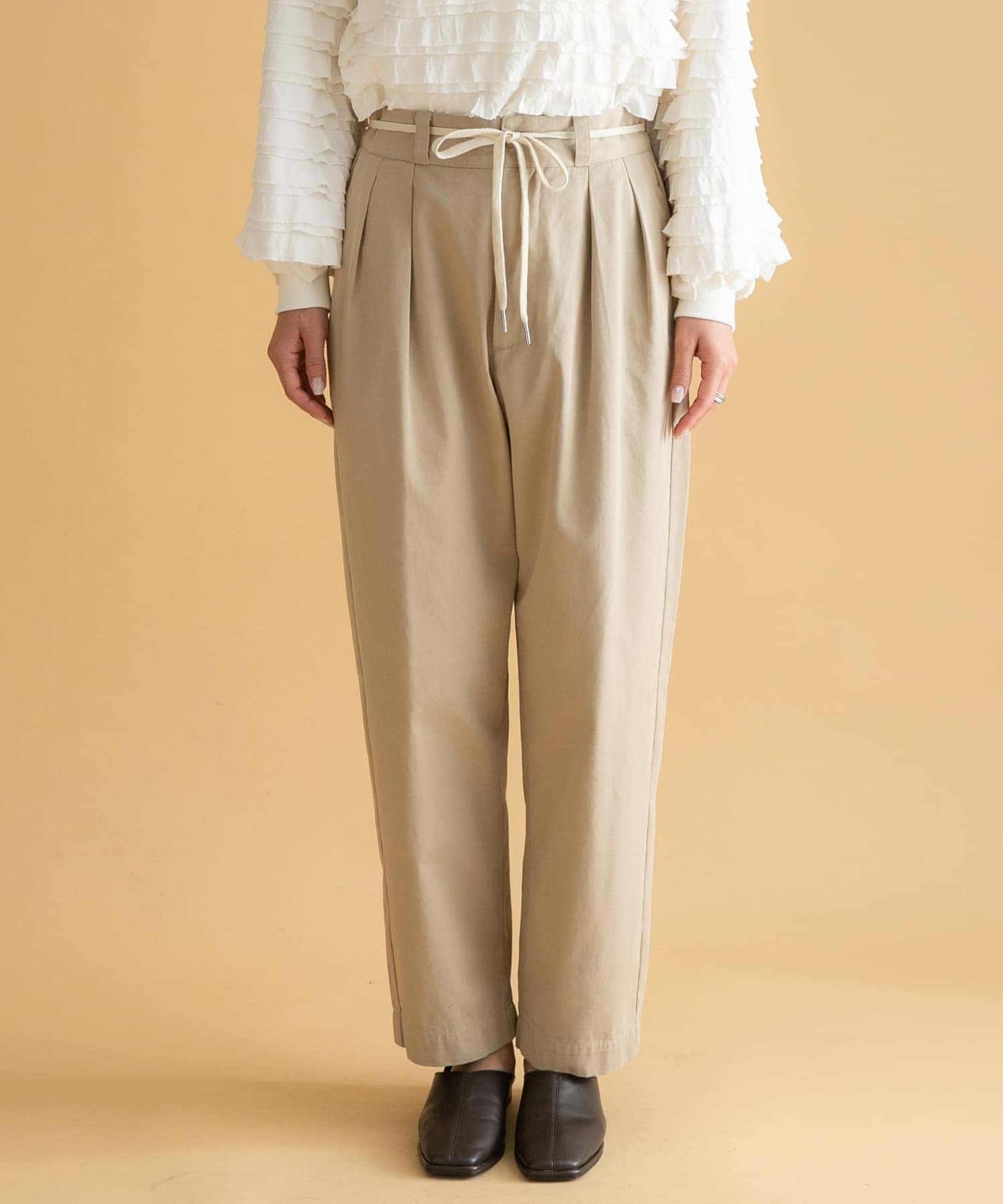 3/2WORKS ツータックチノパンツ BEIGE S