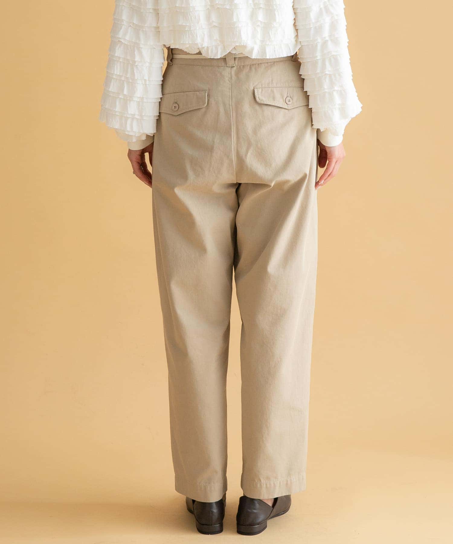 3/2WORKS ツータックチノパンツ BEIGE S