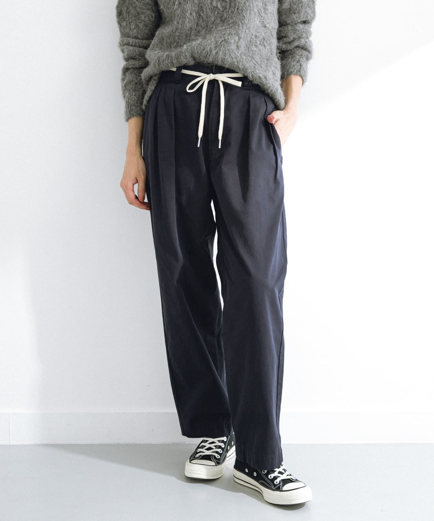 3/2WORKS ツータックチノパンツ NAVY L