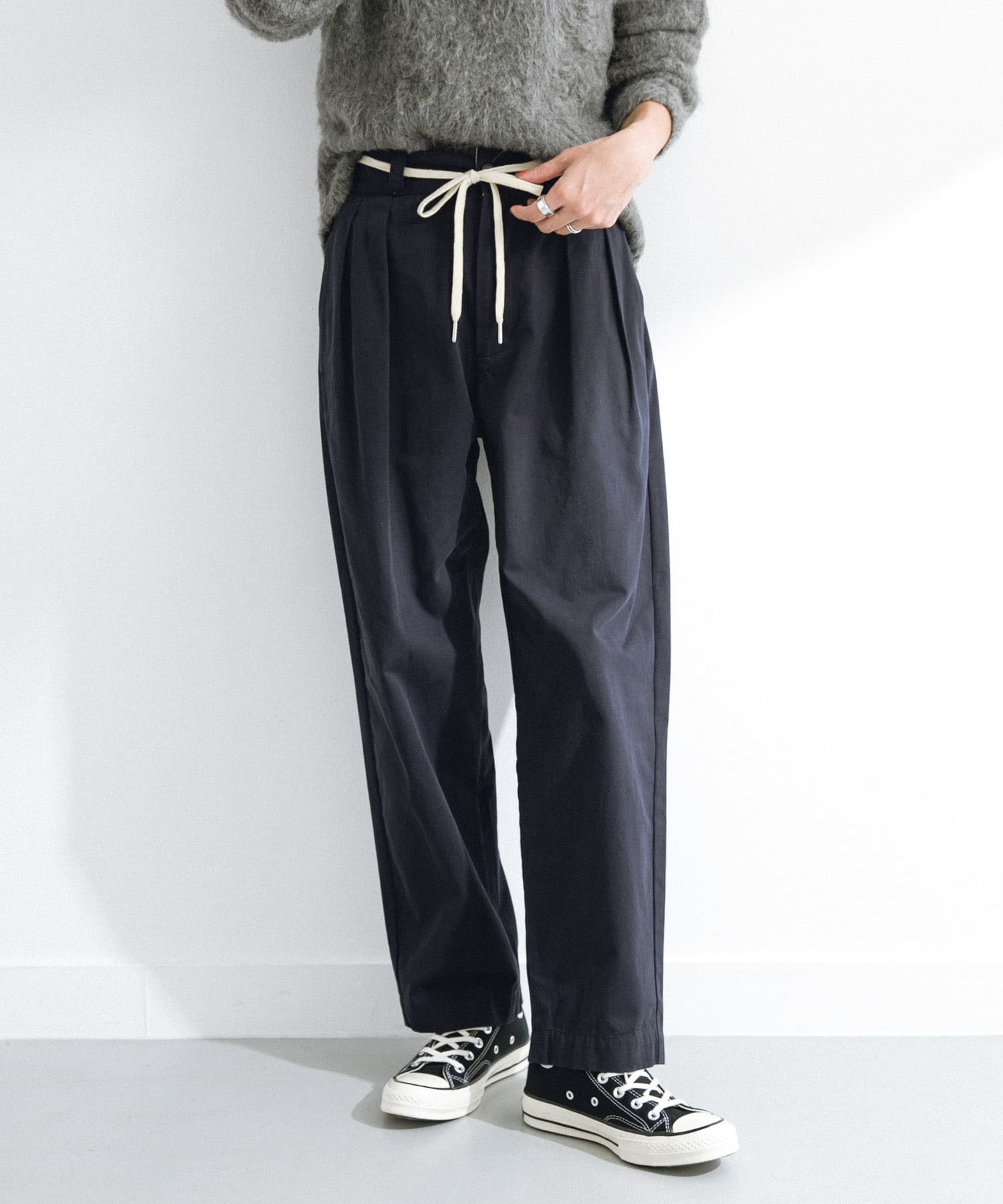 3/2WORKS ツータックチノパンツ NAVY L