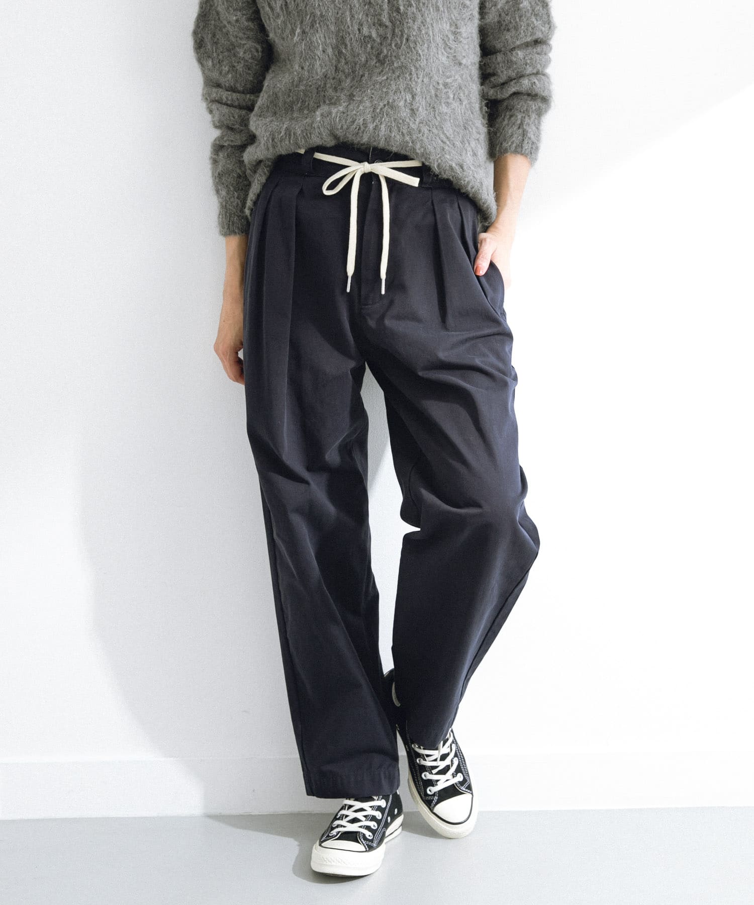 3/2WORKS ツータックチノパンツ NAVY L