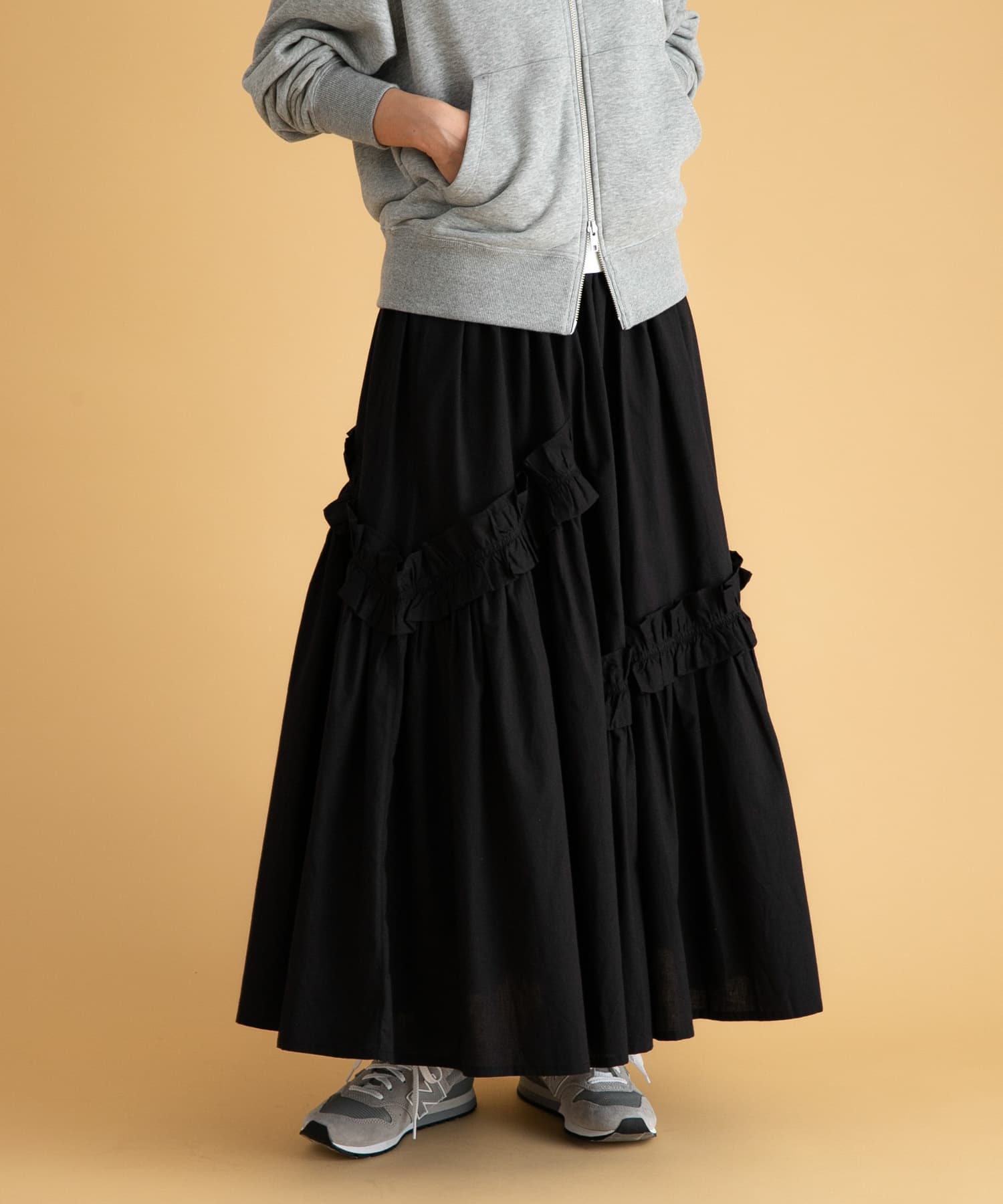 フリルディテールコットンスカート
