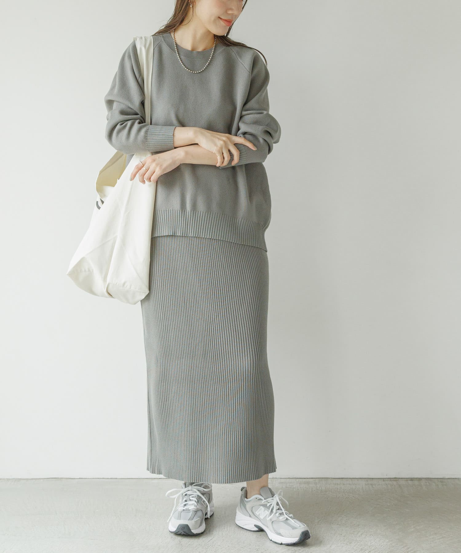 『WEB限定』スウェットライクニット×スカートセットアップ