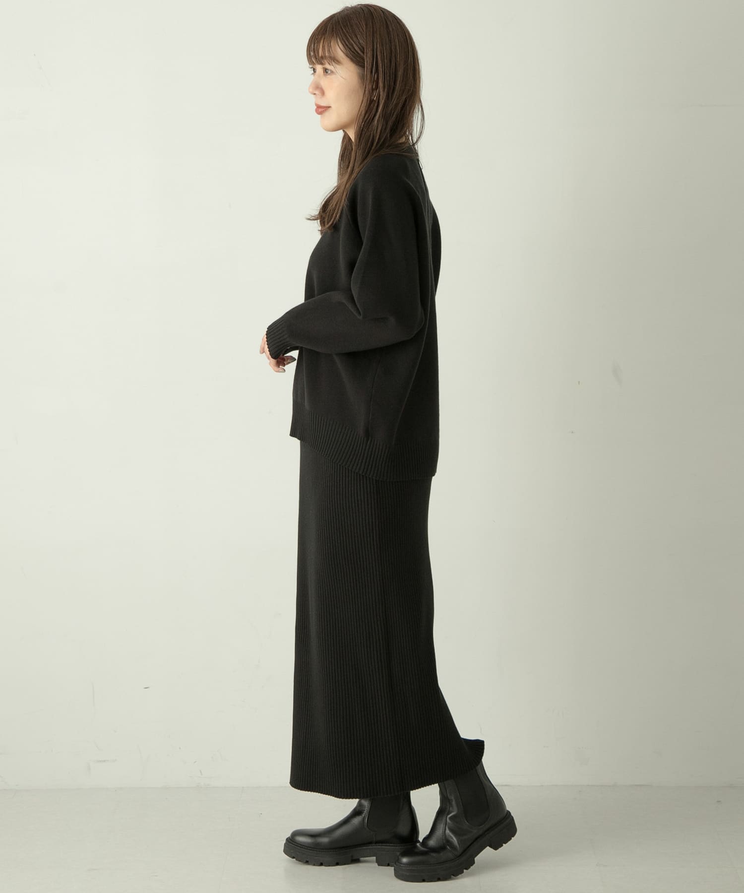 『WEB限定』スウェットライクニット×スカートセットアップ