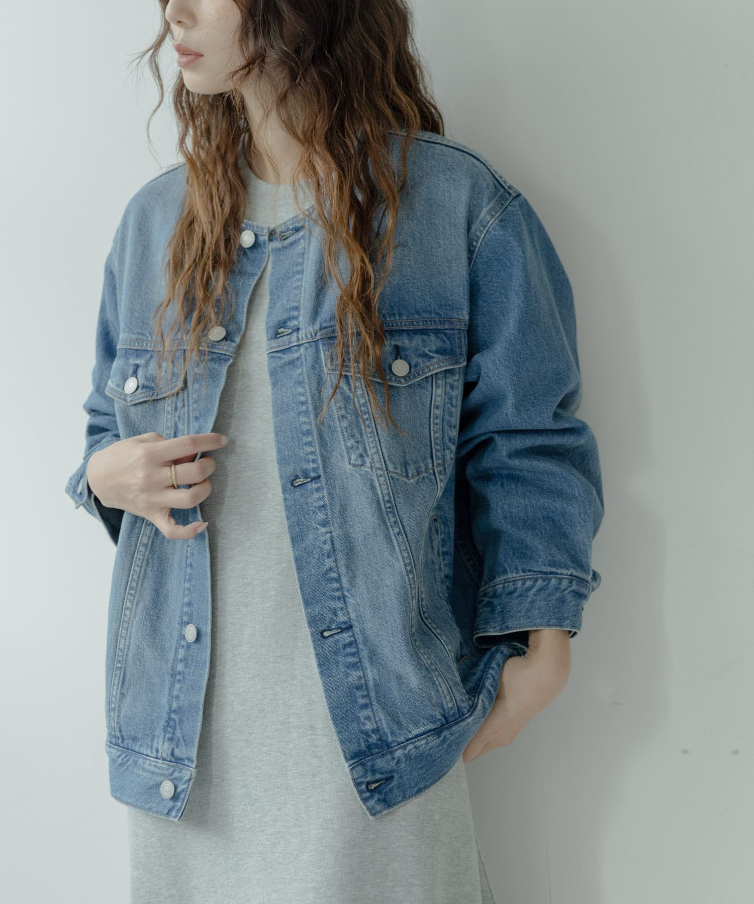 ノーカラーオーバーサイズGジャン