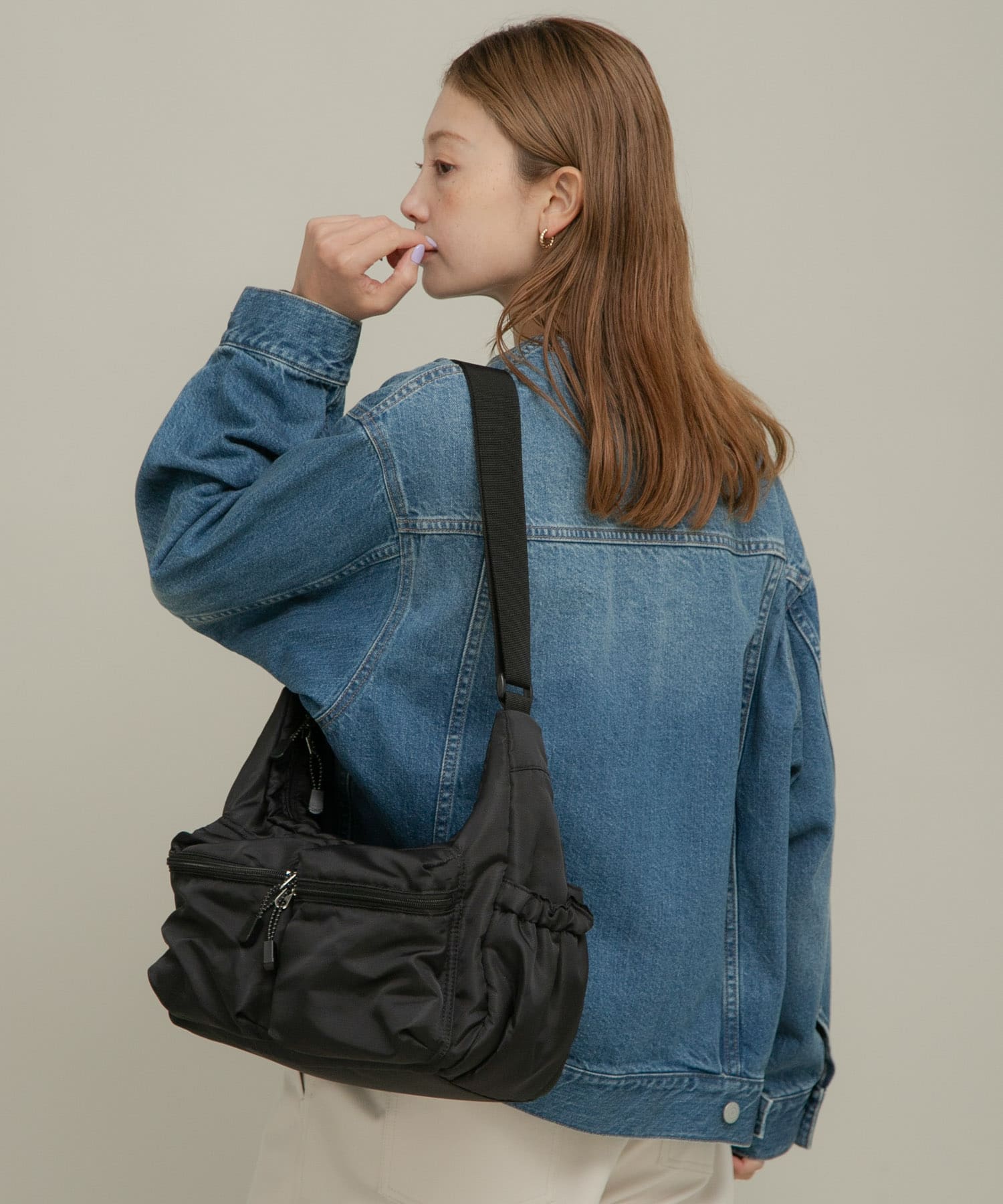 グログラン2ポケットショルダーバッグ ブラック one