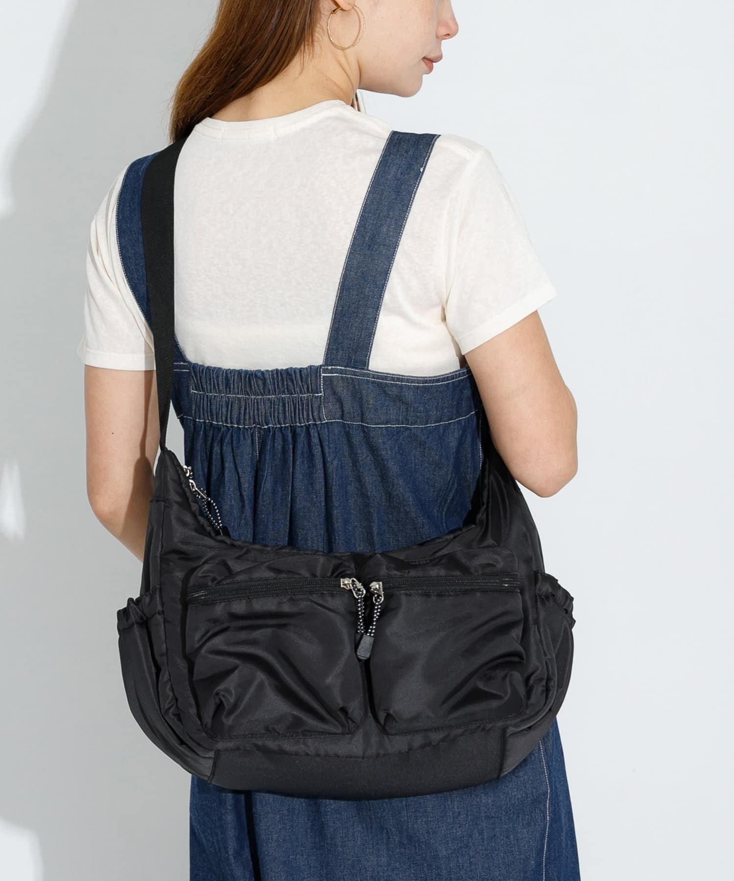 グログラン2ポケットショルダーバッグ ブラック one