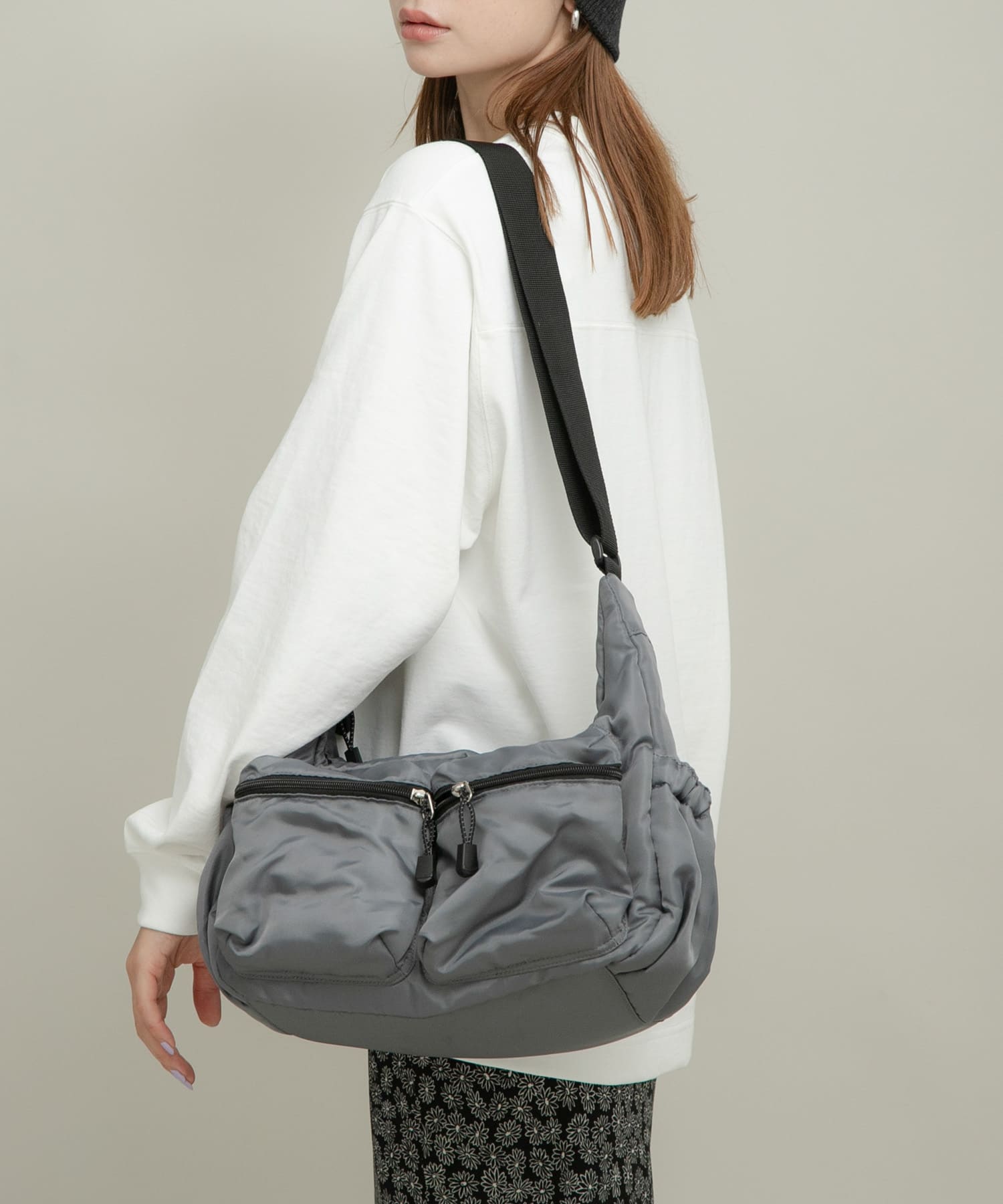 グログラン2ポケットショルダーバッグ