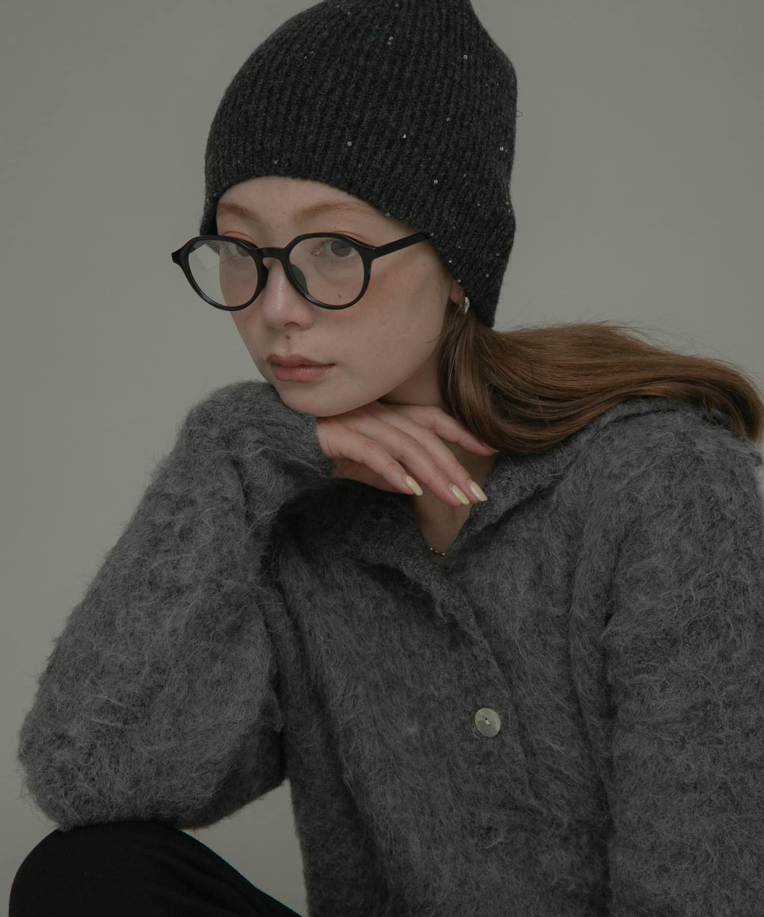 スパンコールラメニット帽