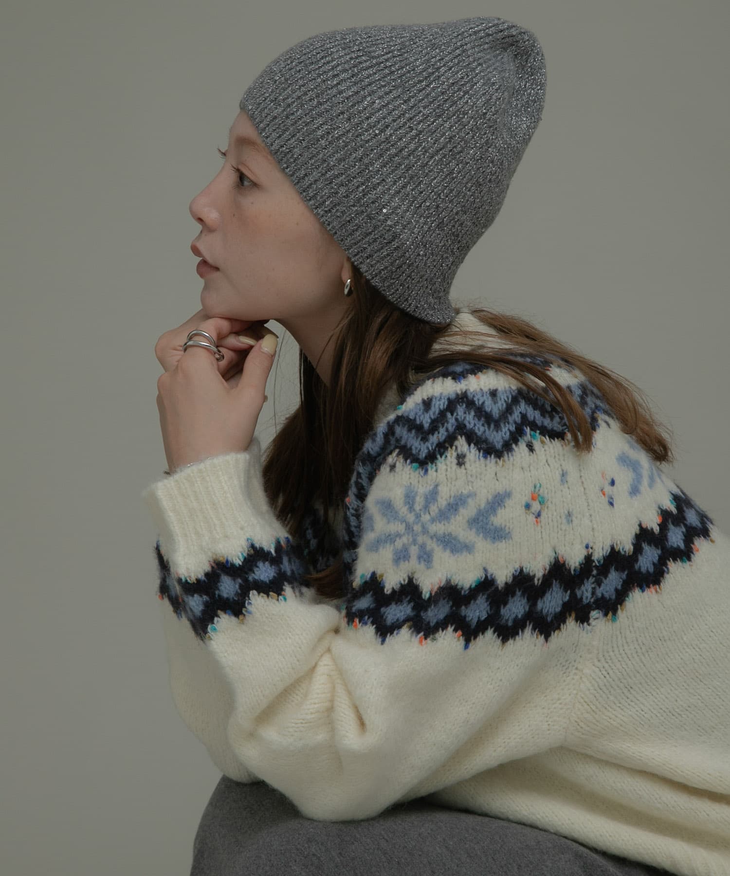 スパンコールラメニット帽