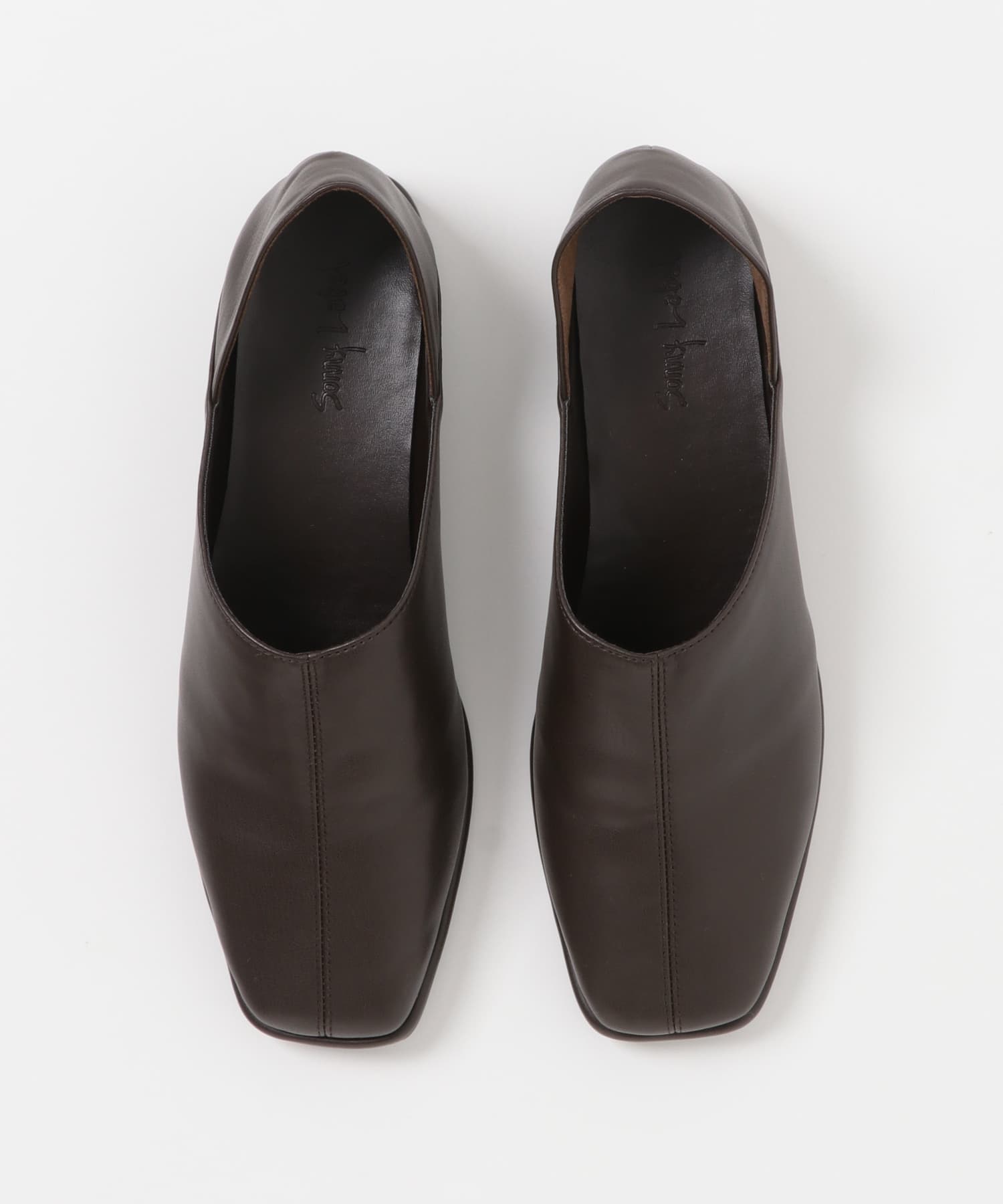 スクエアフラットスリッポン ブラウン S