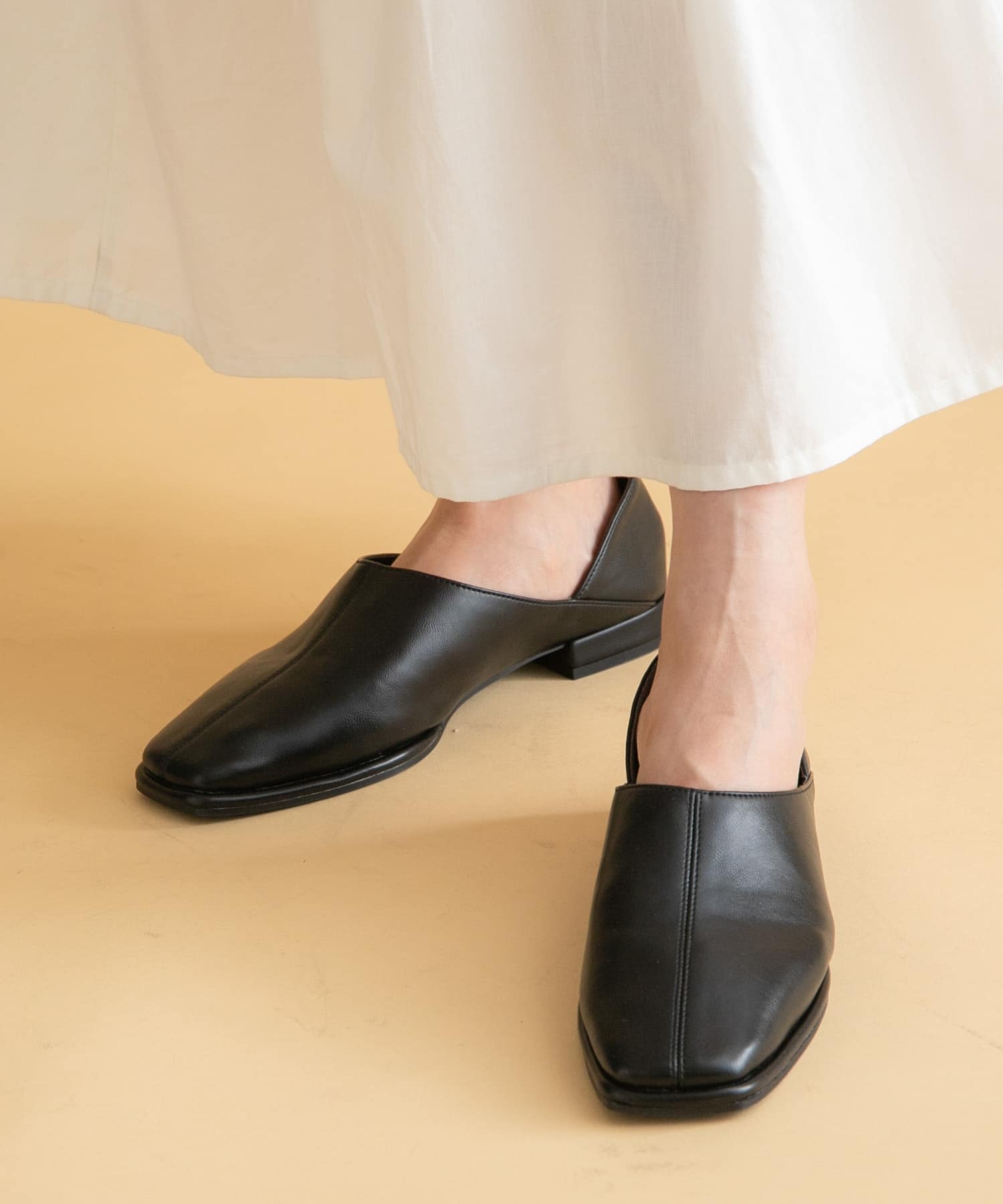 スクエアフラットスリッポン ブラック S