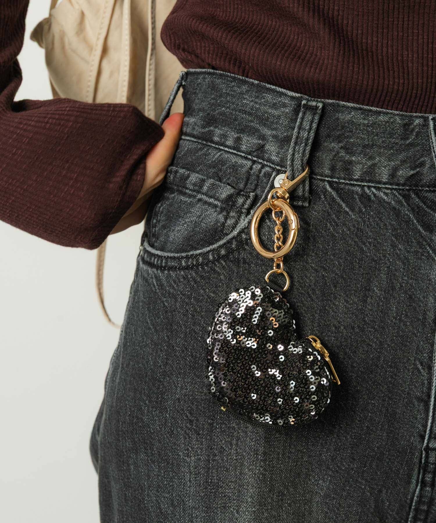 スパンコールハートコインケース