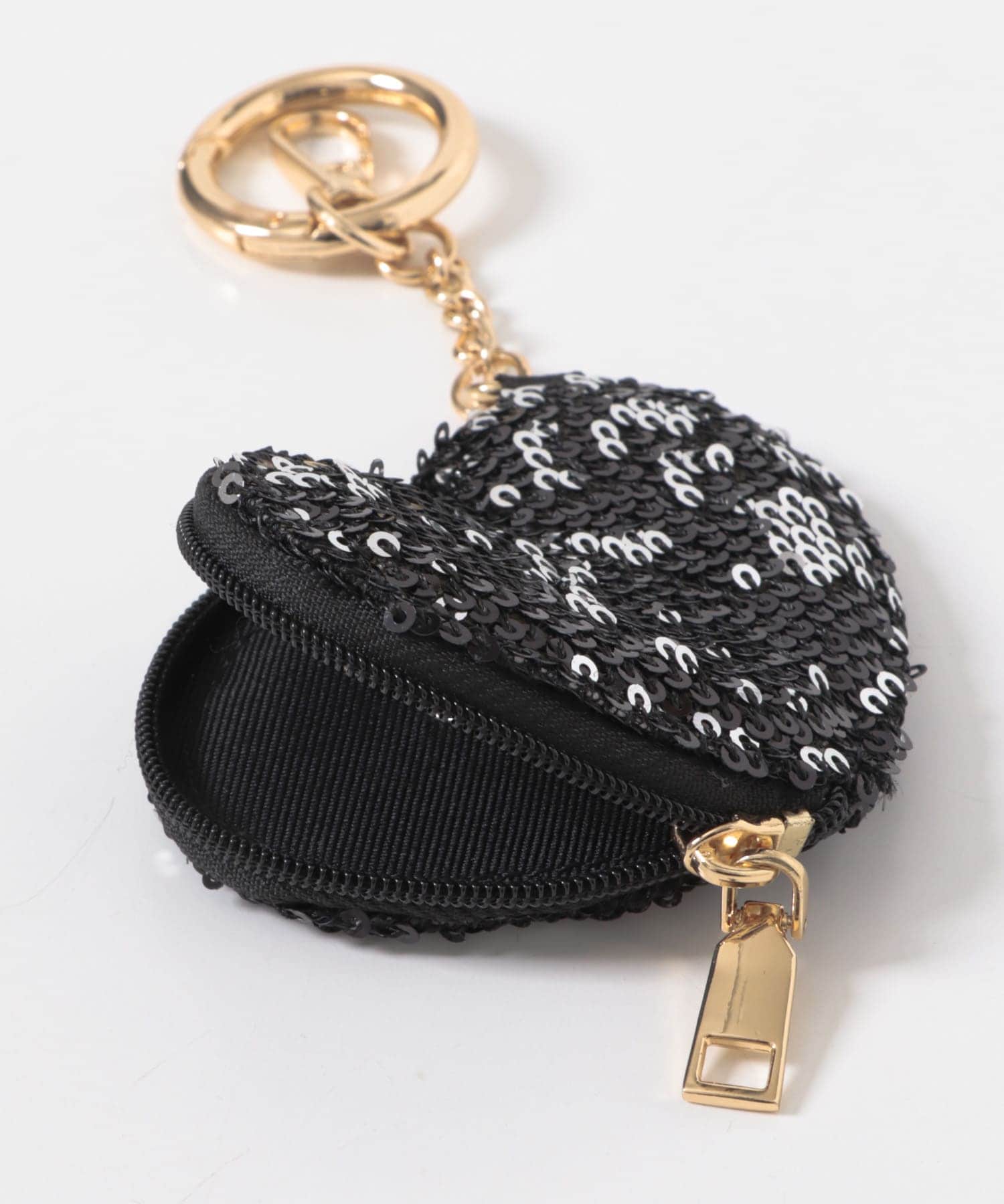 スパンコールハートコインケース ブラック one