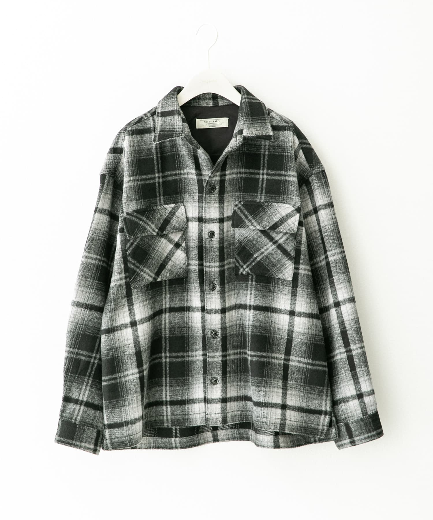 シャギーチェックダブルポケットシャツ