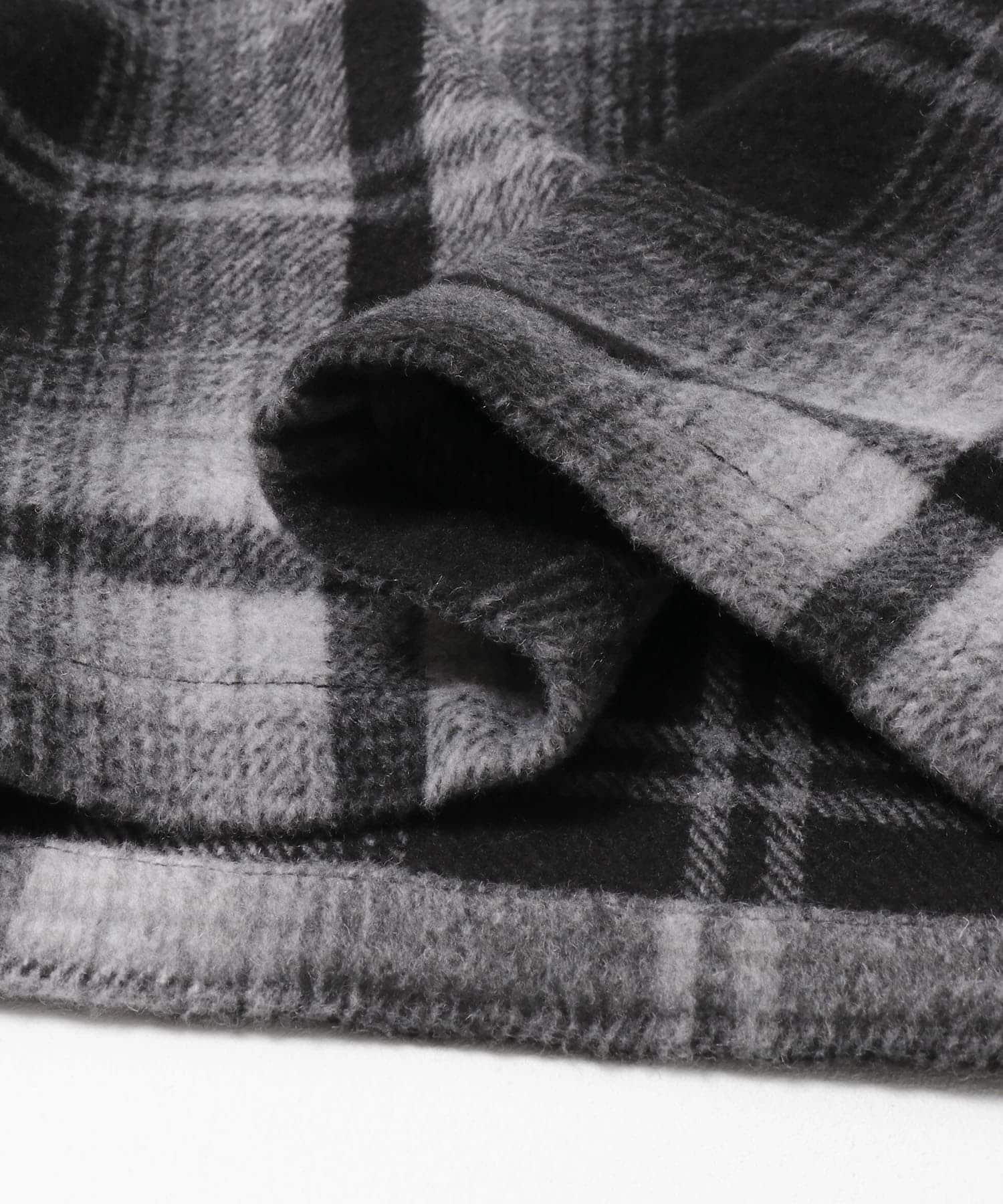 シャギーチェックダブルポケットシャツ ブラック M