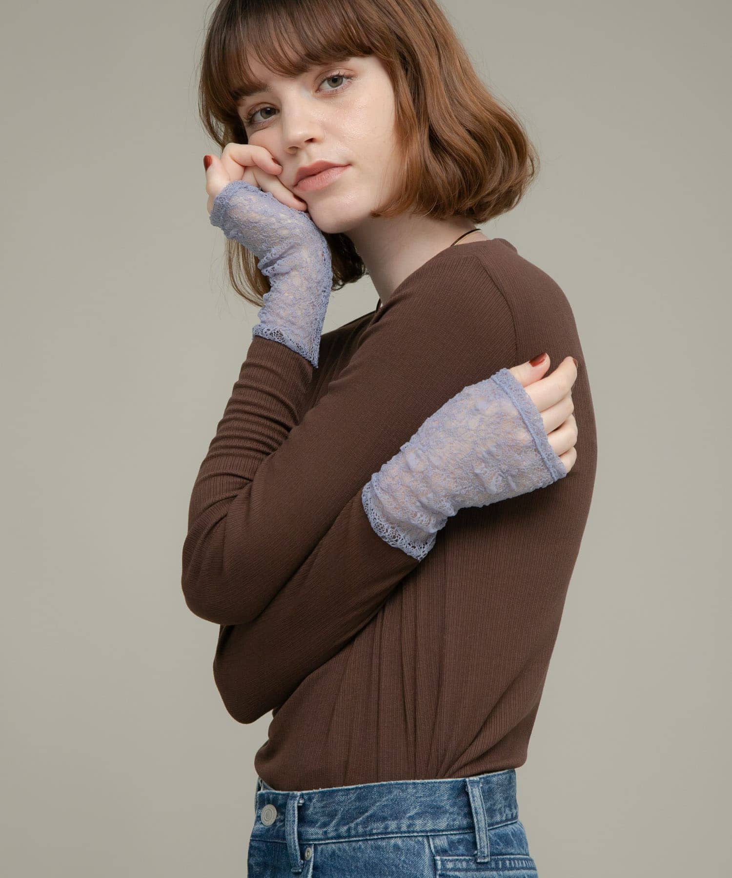 『WEB限定』レーススリーブレイヤードロングTシャツ