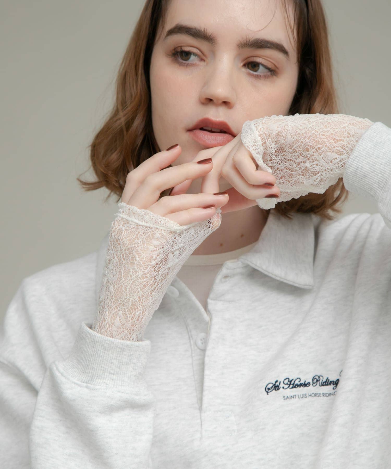 『WEB限定』レーススリーブレイヤードロングTシャツ