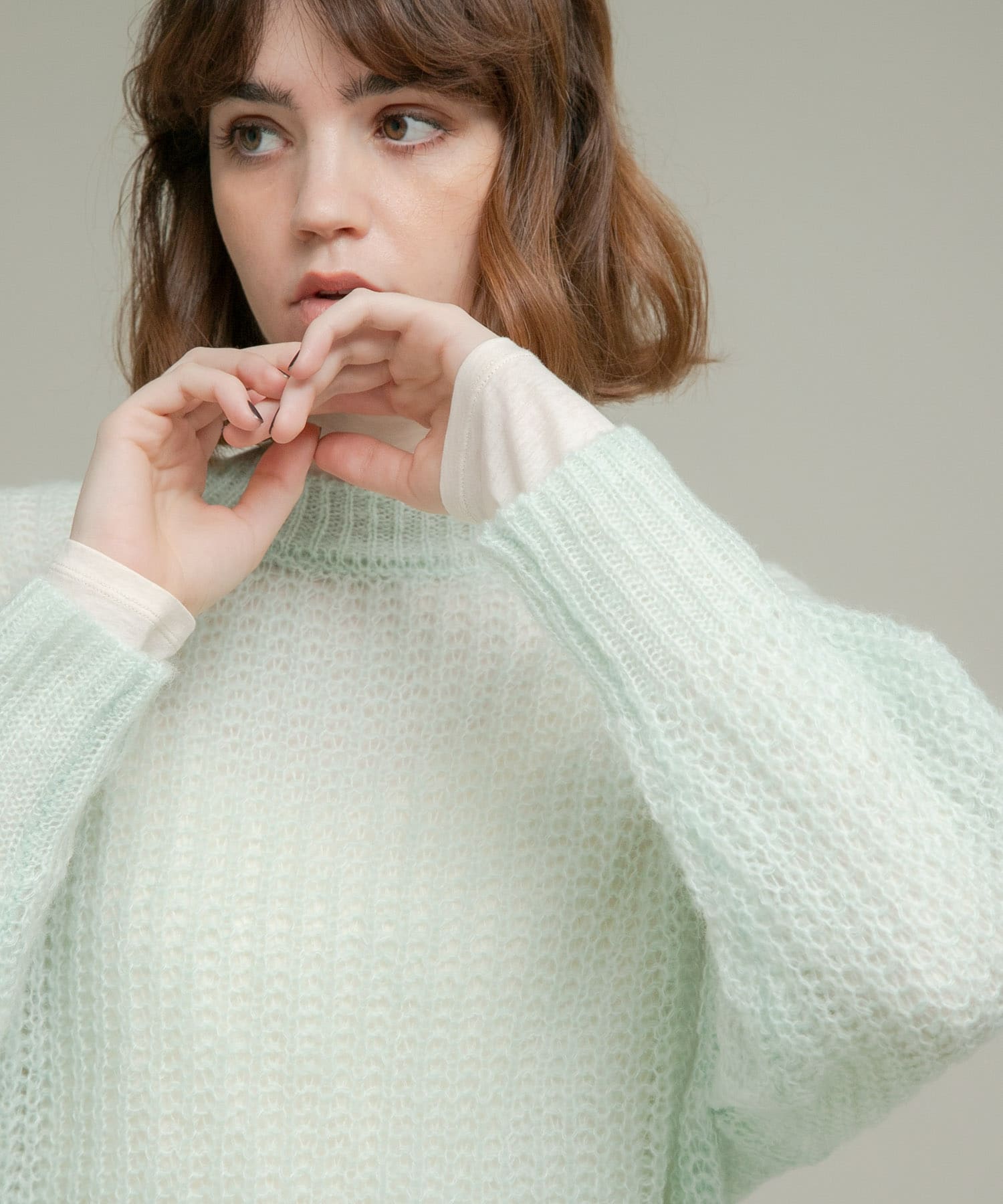 『WEB/一部店舗限定』ヘアリーローゲージニット