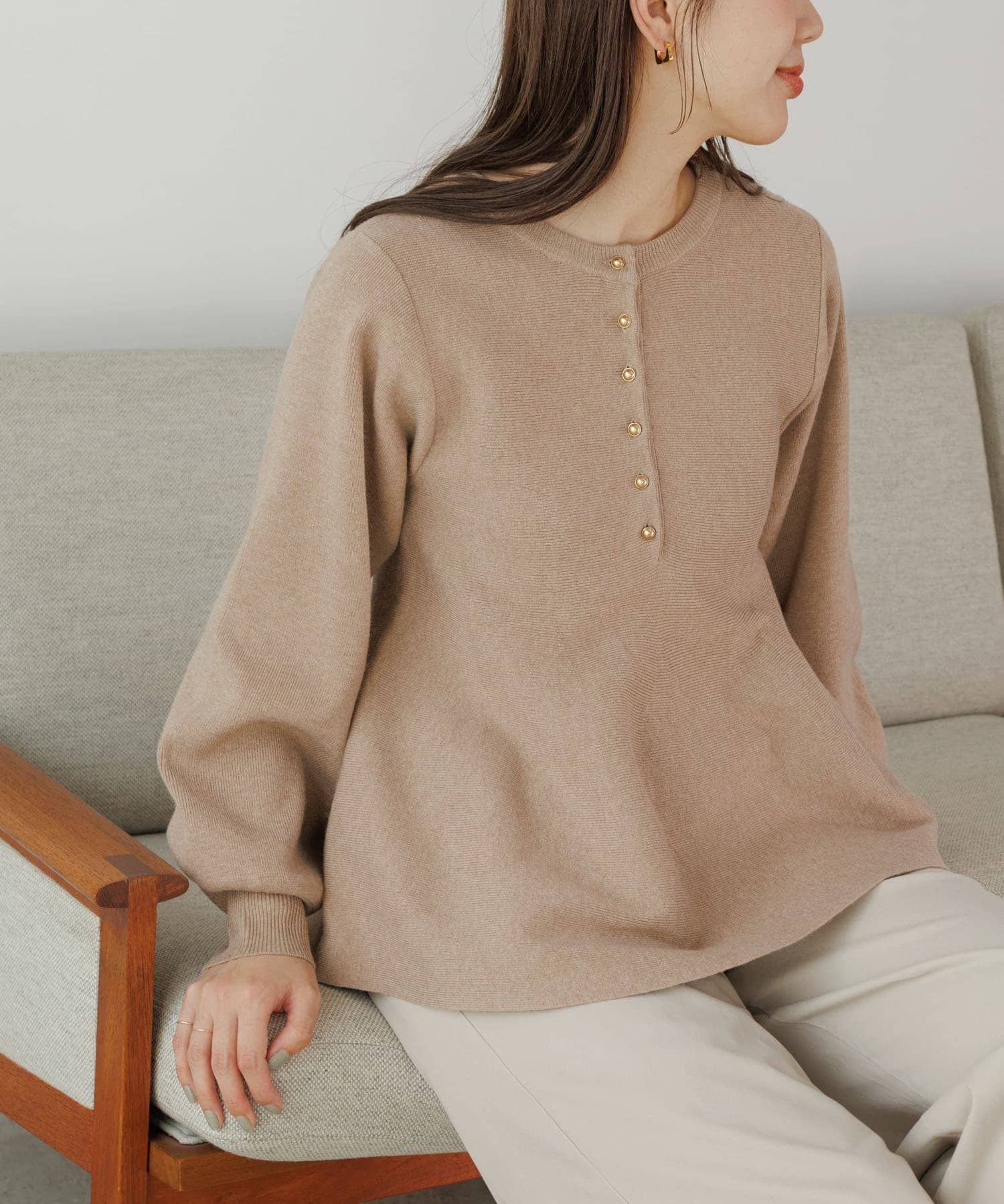 WEB限定』2WAYペプラムニットプルオーバー(FREE ベージュ): トップス