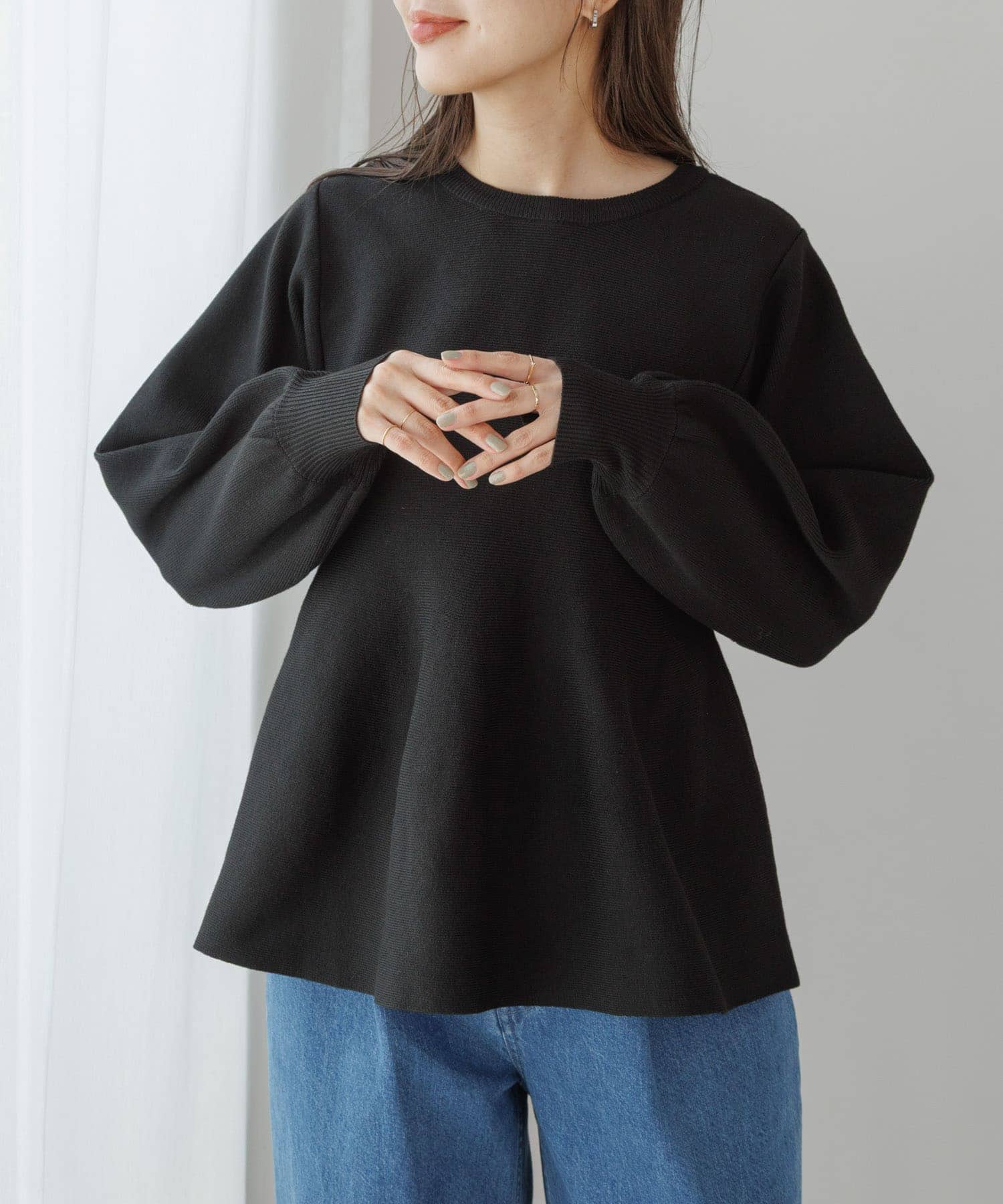 『WEB限定』2WAYペプラムニットプルオーバー