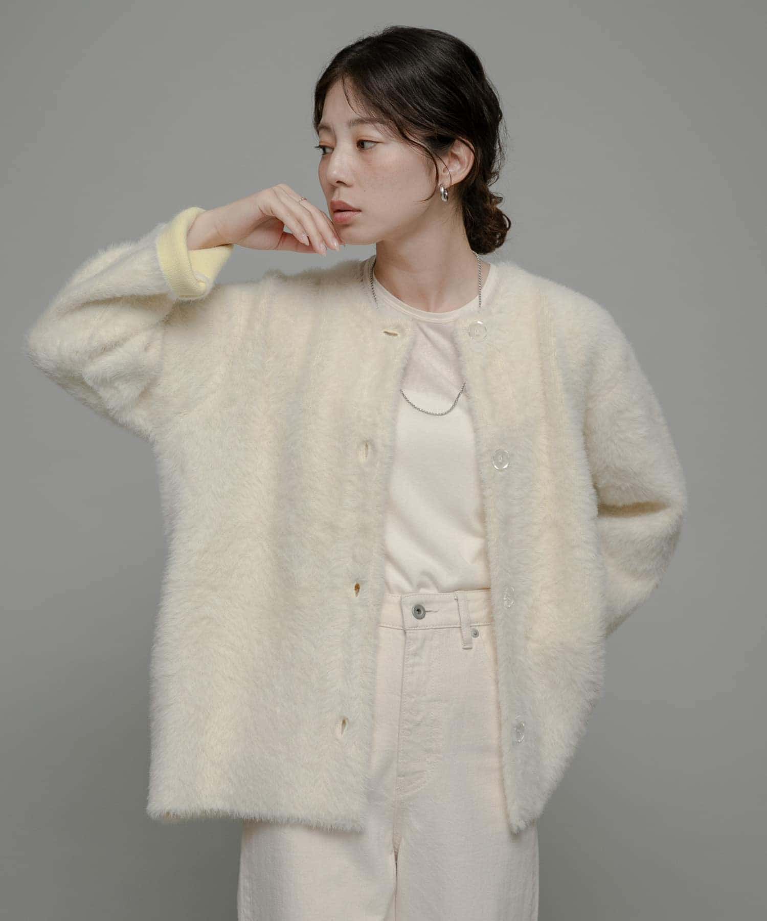 H*i様 【人気商品】WフェイスZIPカーディガン　ホワイト 人気アイテム再入荷】WフェイスZIPカーディガン | CAPRICIEUX LE