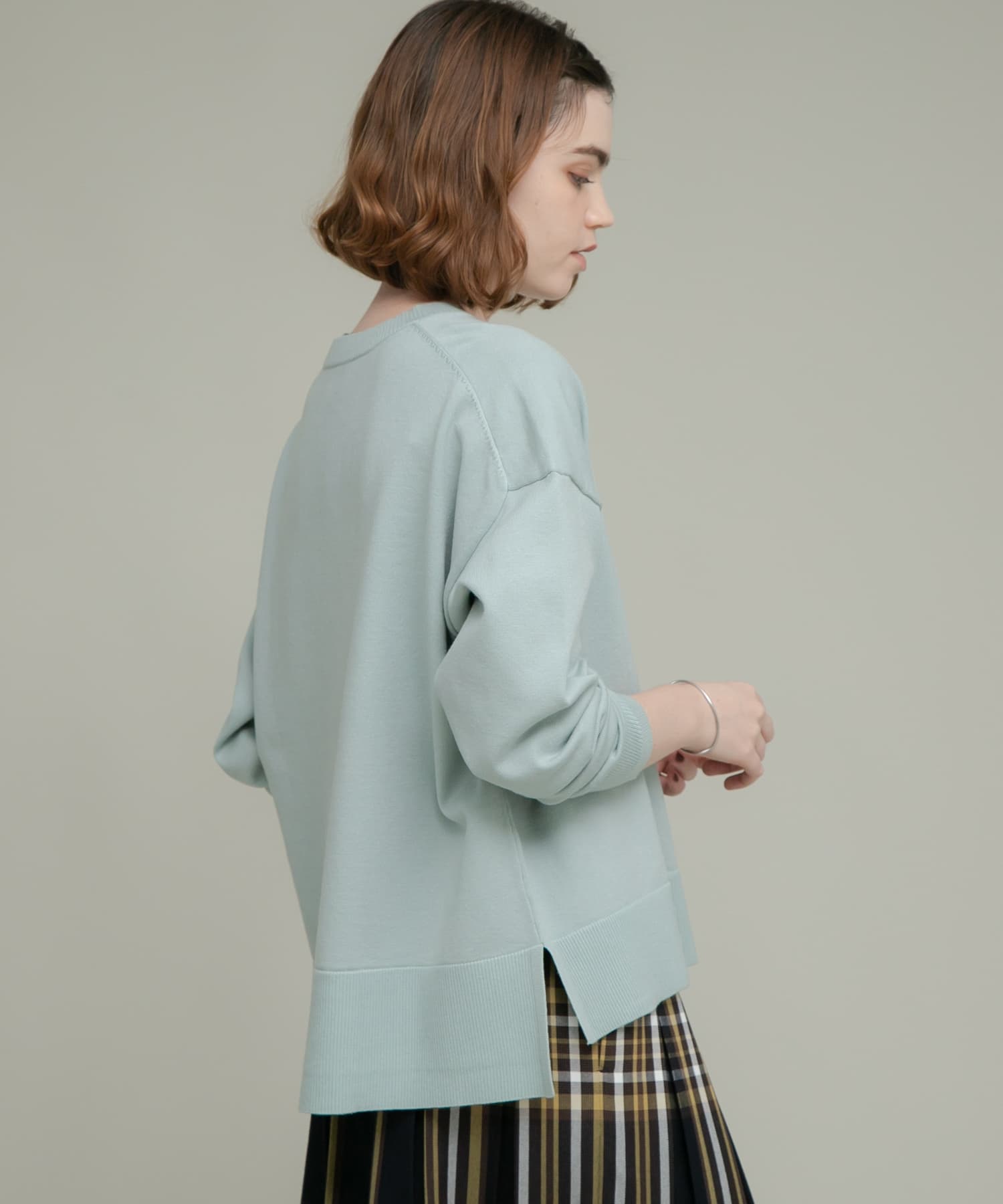 洗濯可』サイドスリットハイゲージプルオーバー(FREE グレージュ