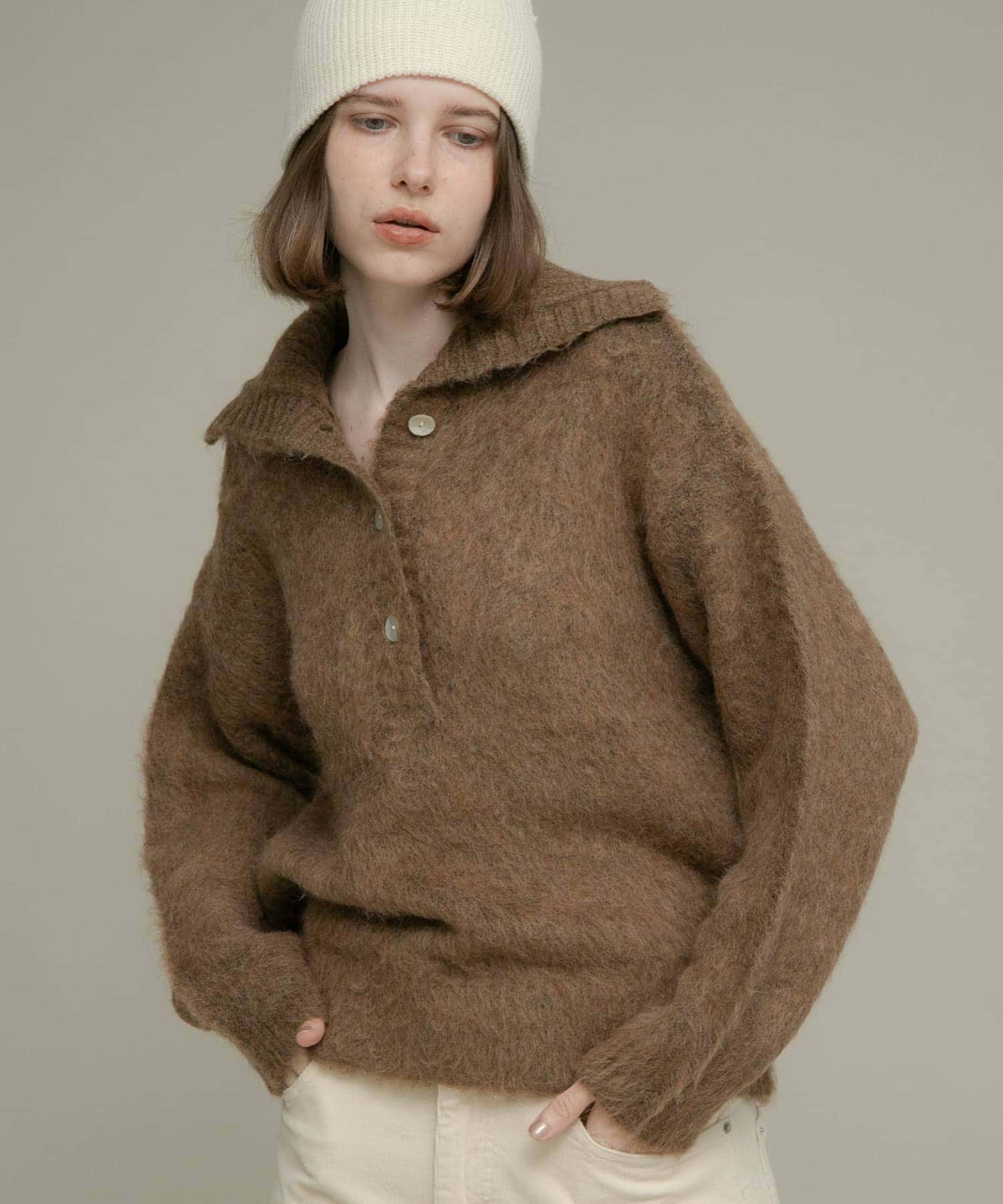 ヘアリースキッパーニットプルオーバー