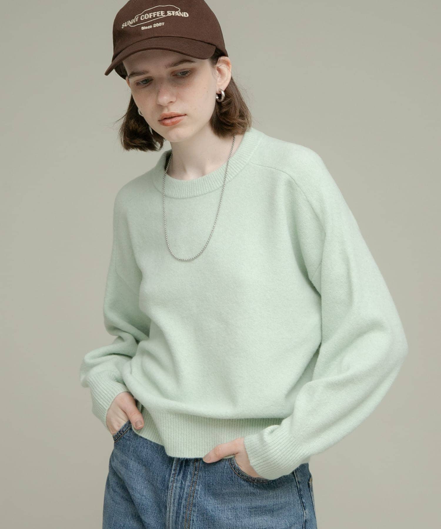 フラッフィータッチクルーネックニットプルオーバー