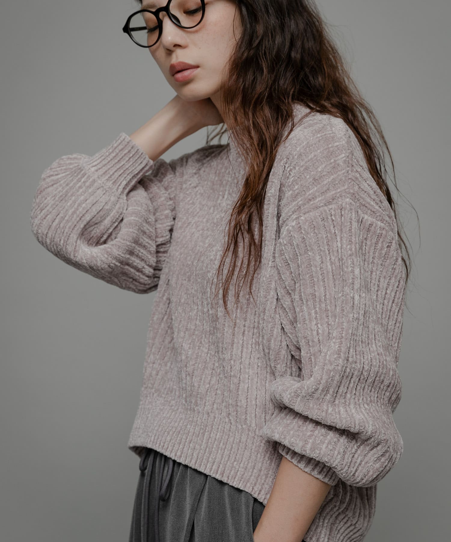 モールヤーンニットプルオーバー