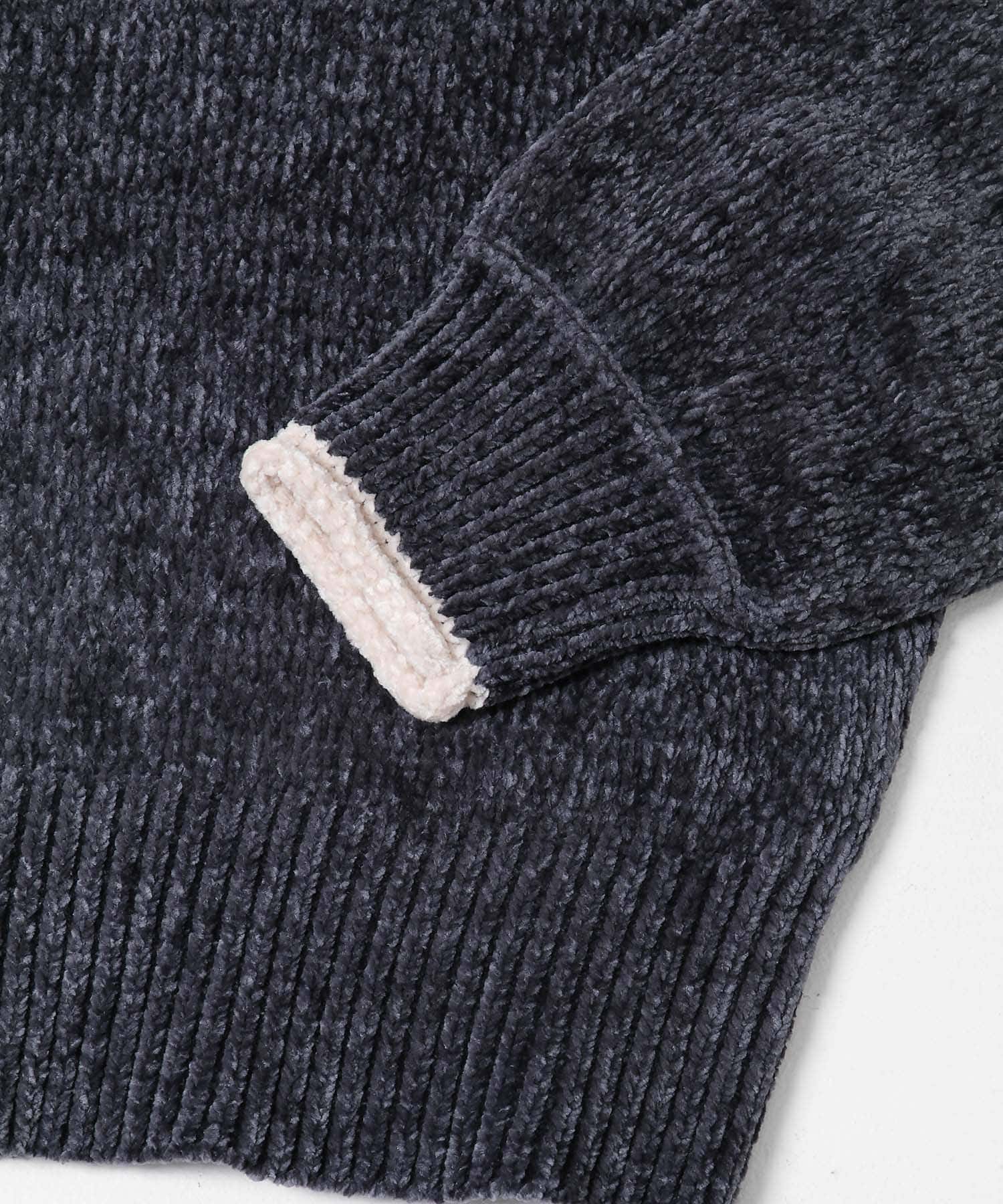 モールヤーンハイネックニットプルオーバー チャコールグレー FREE